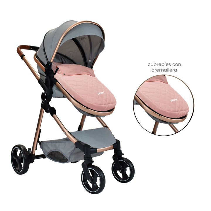 Coche Bebe Moises Compacto Con Portabebe Priori Mike Ts Rosa