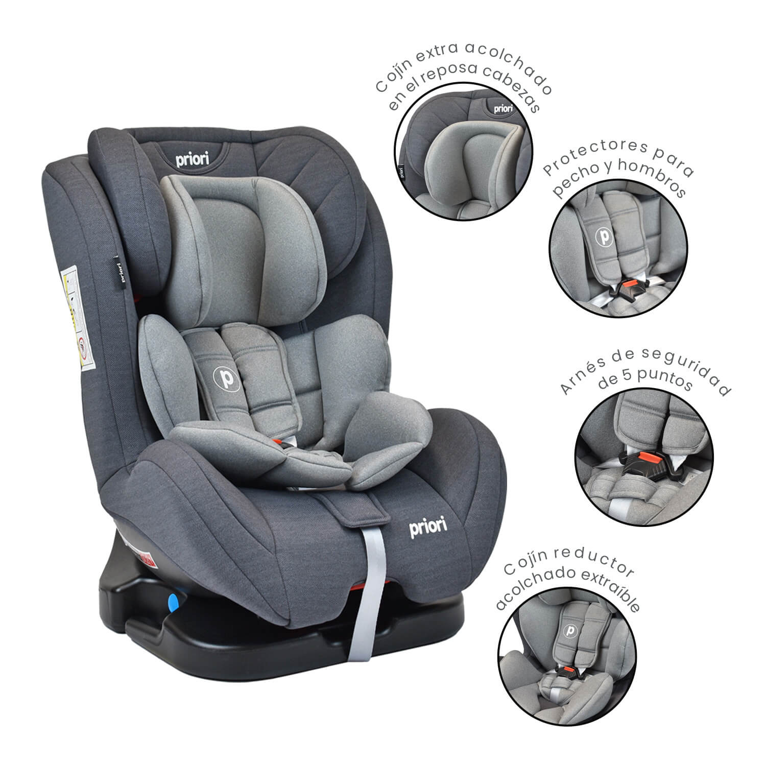 Silla de Auto Para Bebe Grupo +0, 1, 2 y 3 Priori Prix Gris