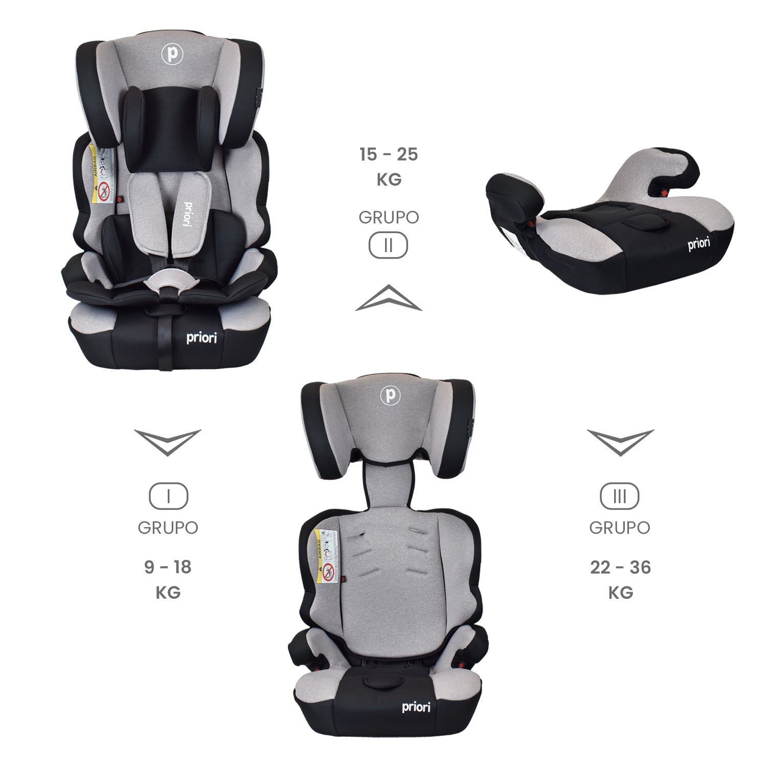 Silla De Auto Para Bebe Priori Thunder Gris