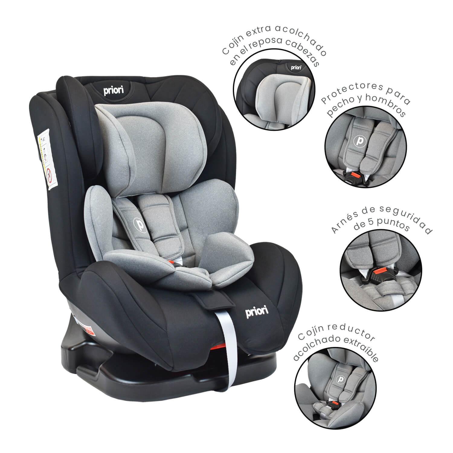 Silla de Auto Para Bebe Grupo +0, 1, 2 y 3 Priori Prix Negro