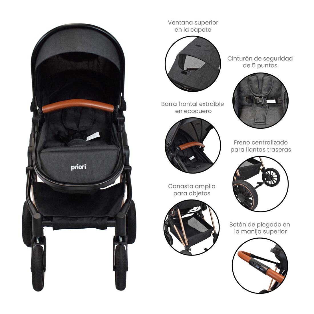 Coche Para Bebe Tipo Moises Priori Ana Negro