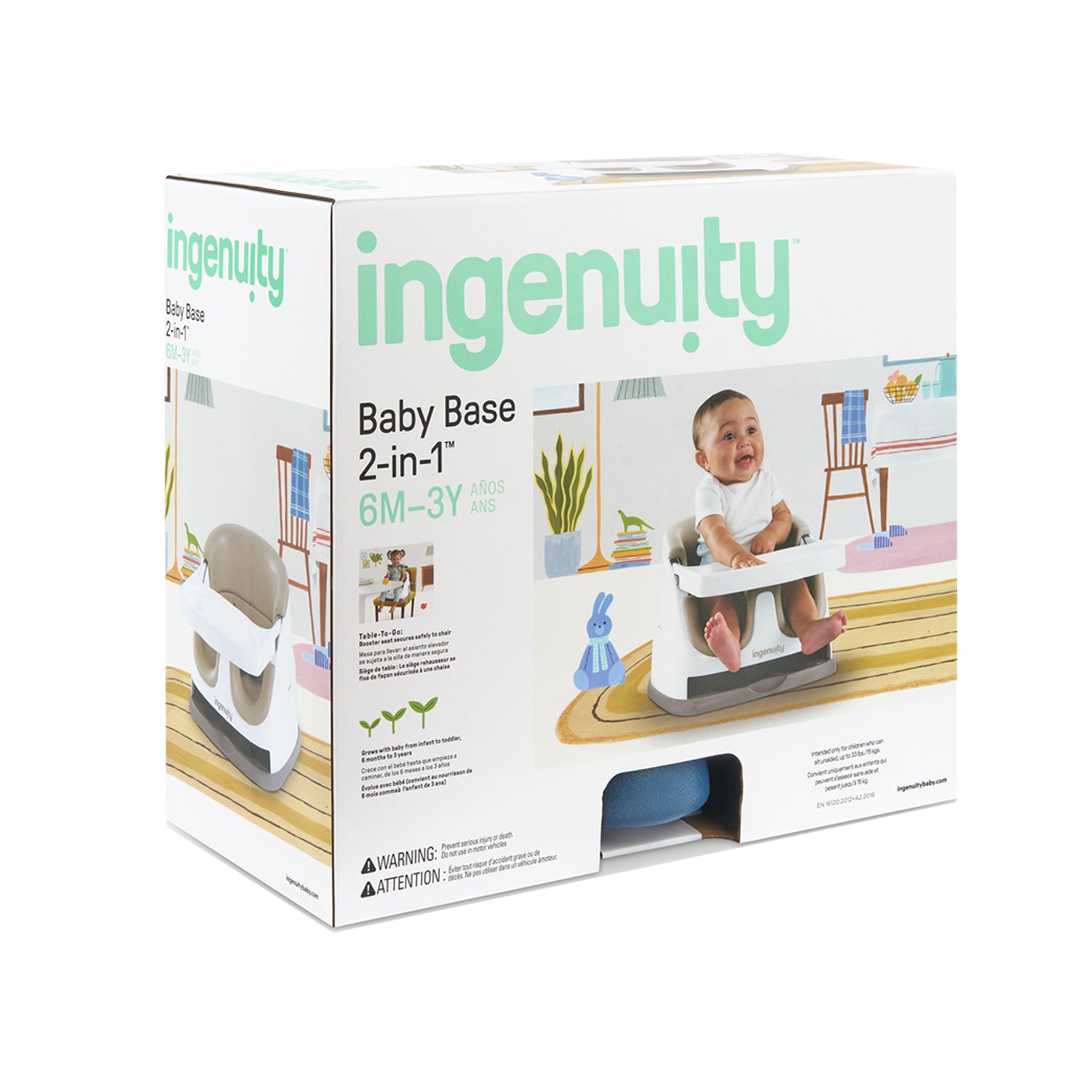 Silla de comer para bebe con alzador y booster 2 en 1 Ingenuity