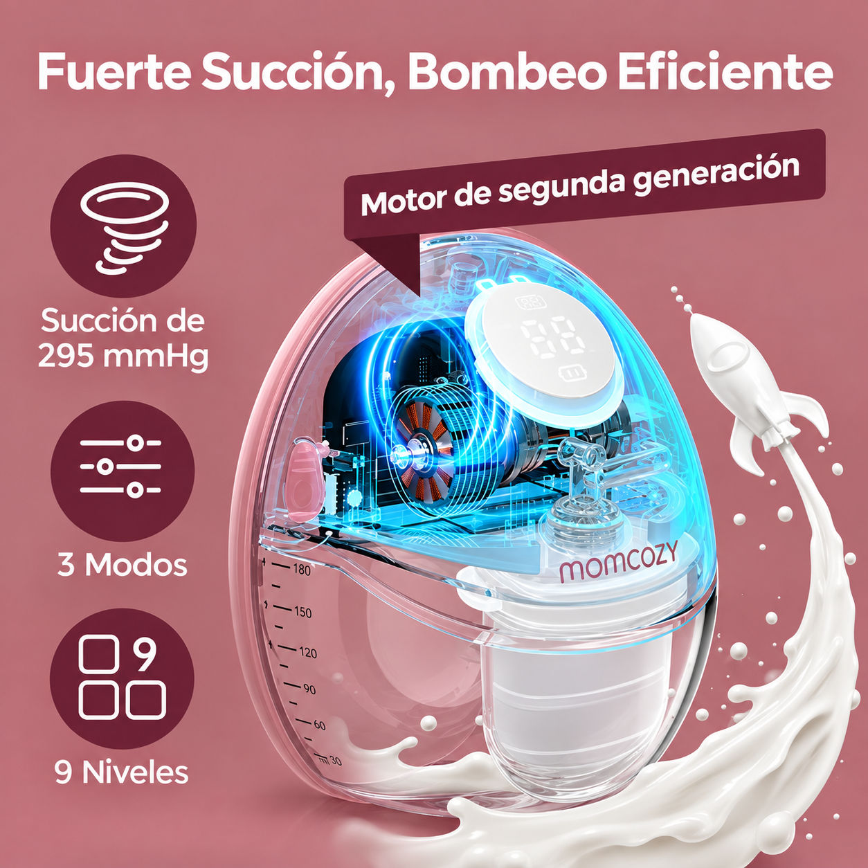 Extractor de Leche Doble Succión Momcozy M6 Manos Libres