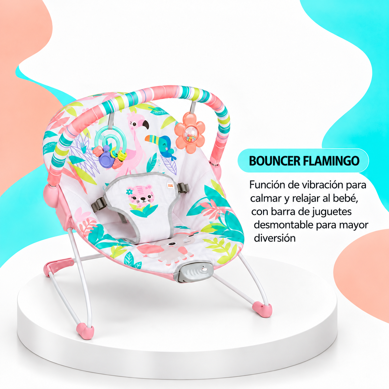 Combo Coche Nova Rosa + Bañera Splash Rosa + Bouncer Fancy Fantasy