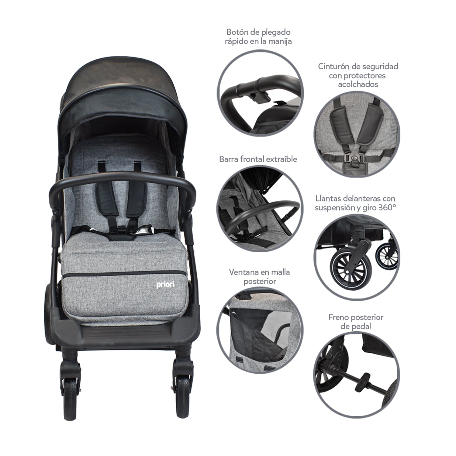 coche para bebé tipo paseador minos negro 