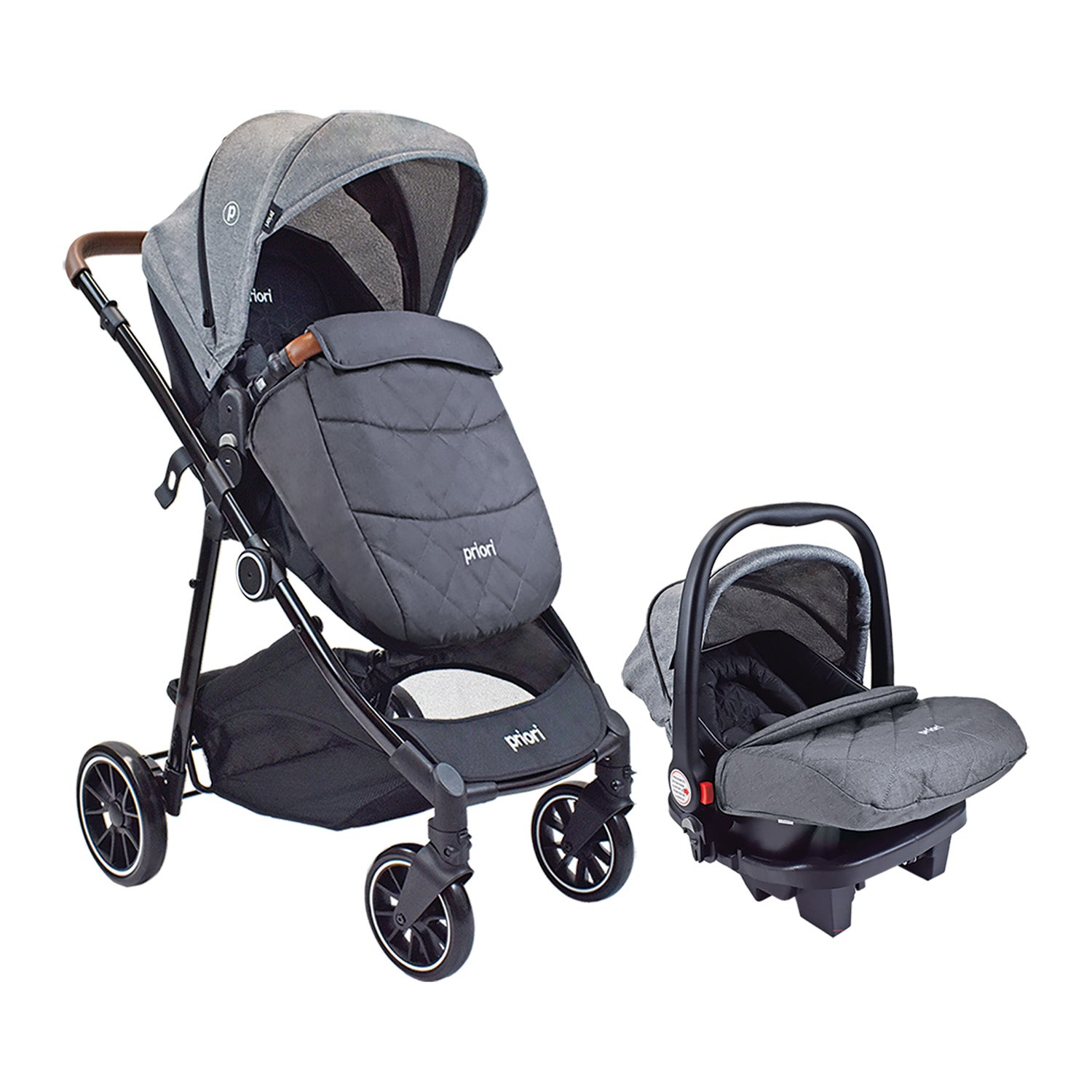 Coche para bebe travel system priori aria gris