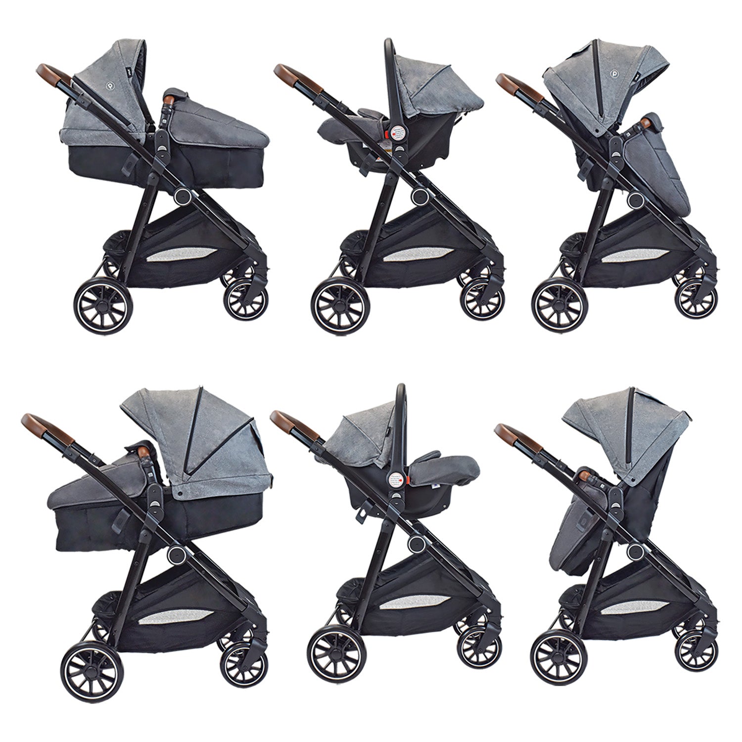 Coche para bebe travel system priori aria gris