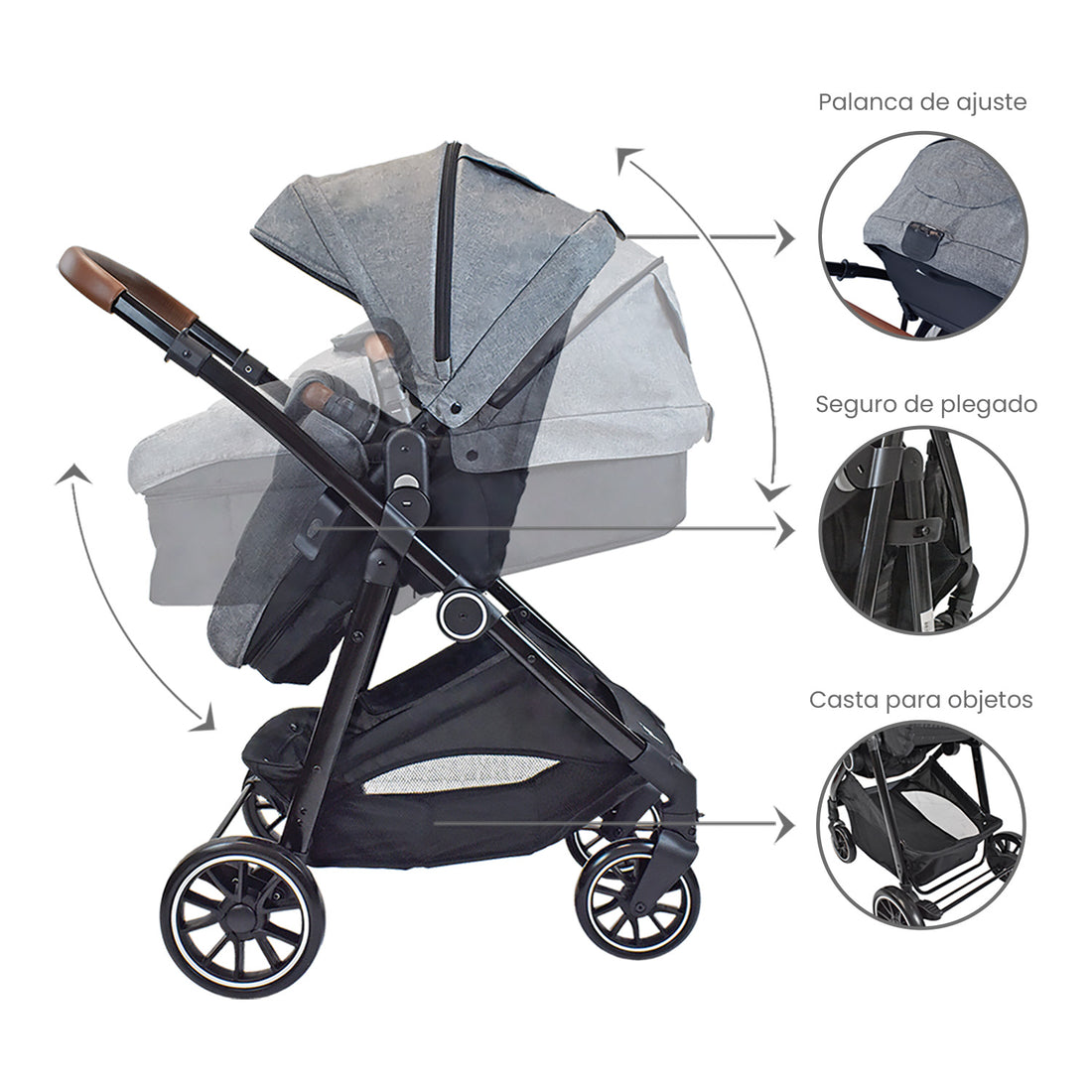 Coche para bebe travel system priori aria gris