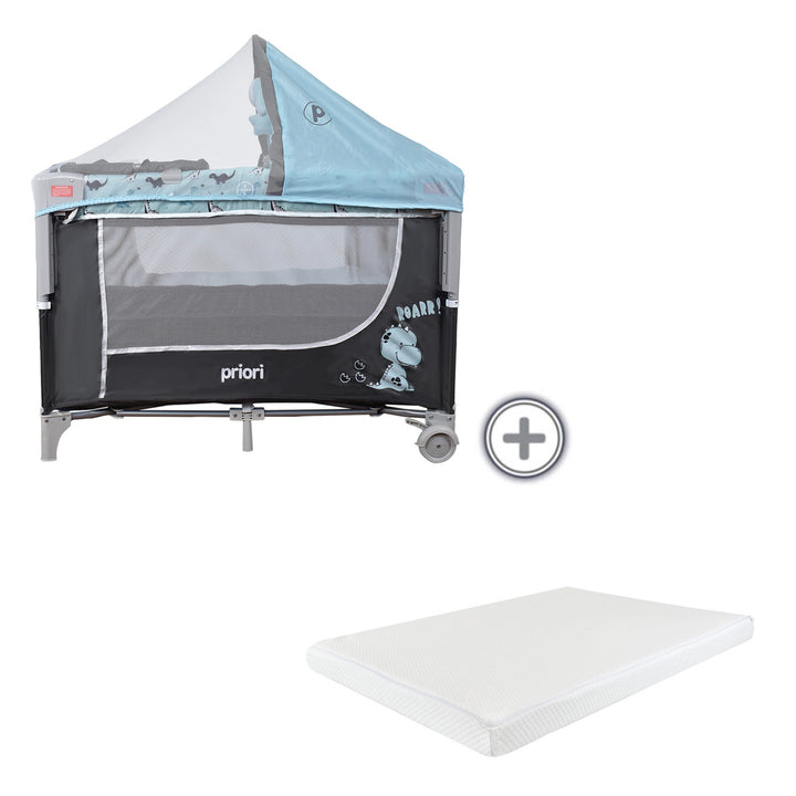 Combo Cuna corral bebe Madison Azul+ colchón ortopédico bebe PB2384