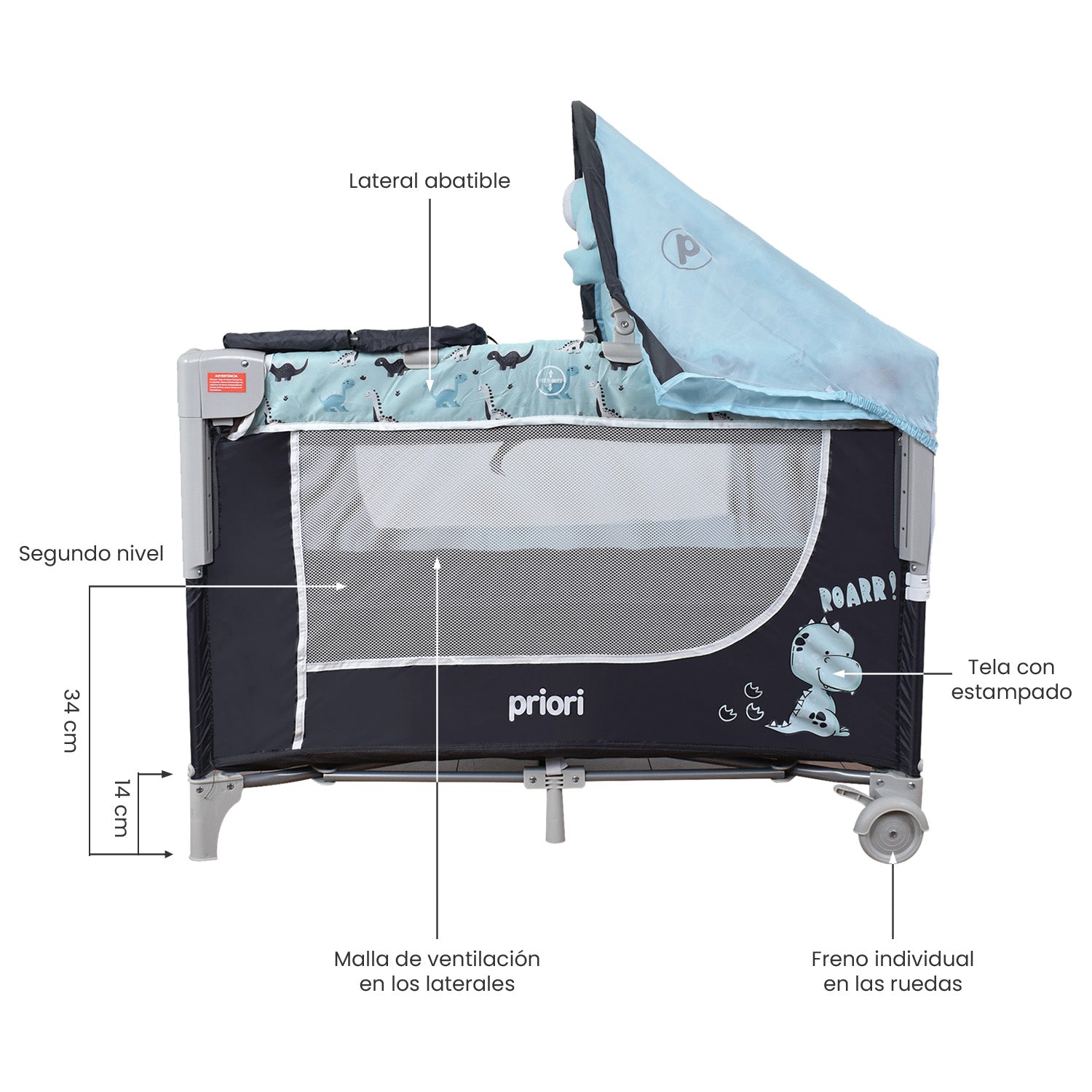 cuna colecho bebe madison azul