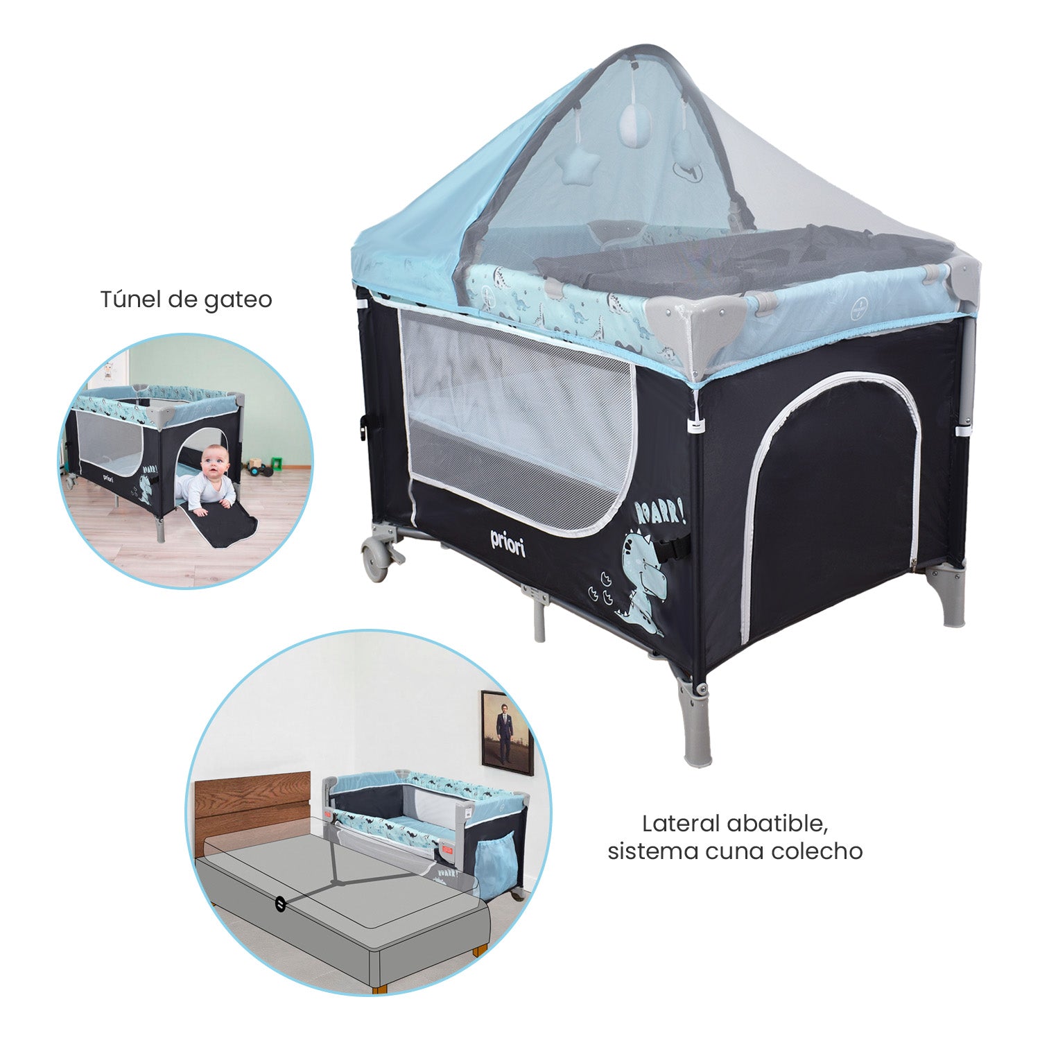 cuna colecho bebe madison azul