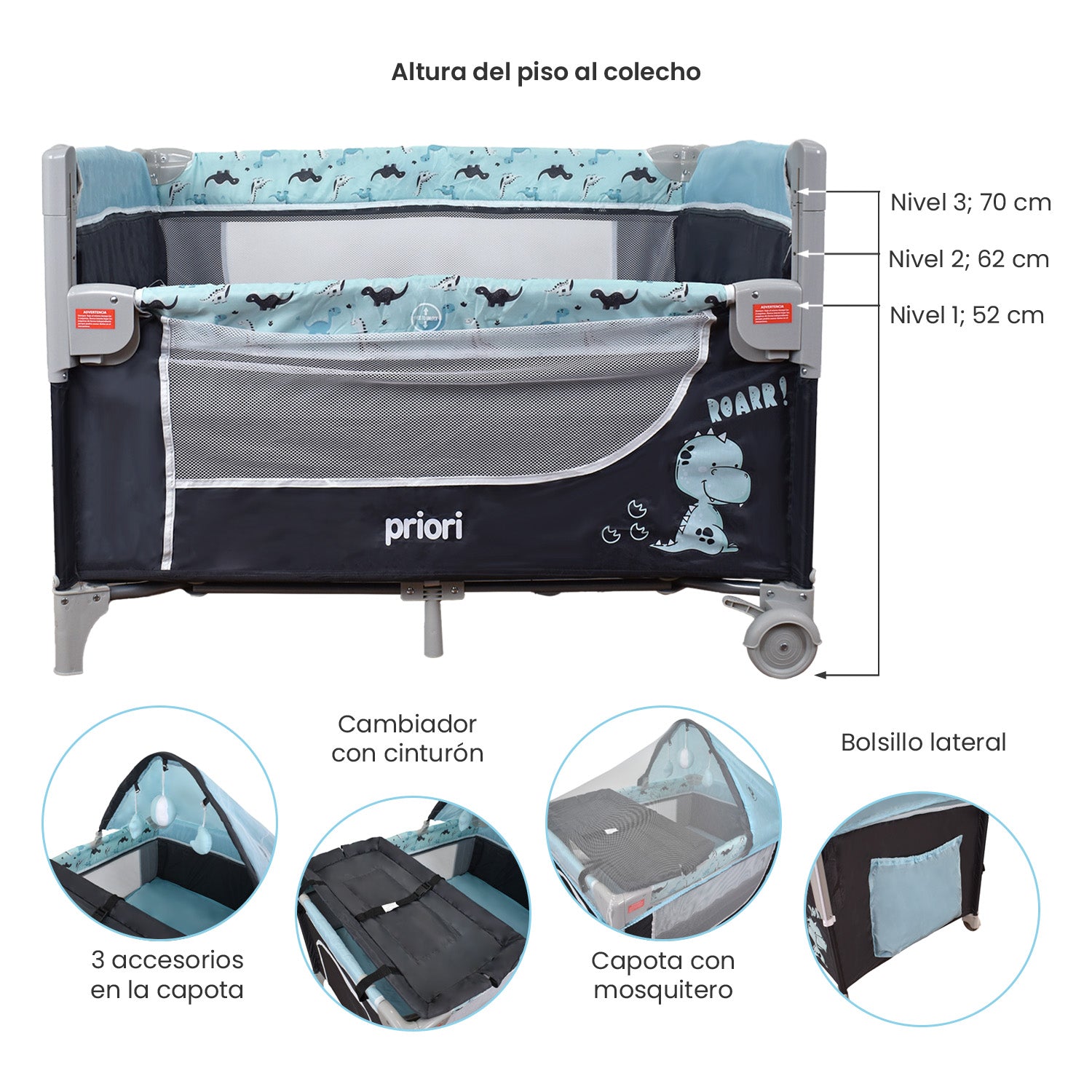 cuna colecho bebe madison azul