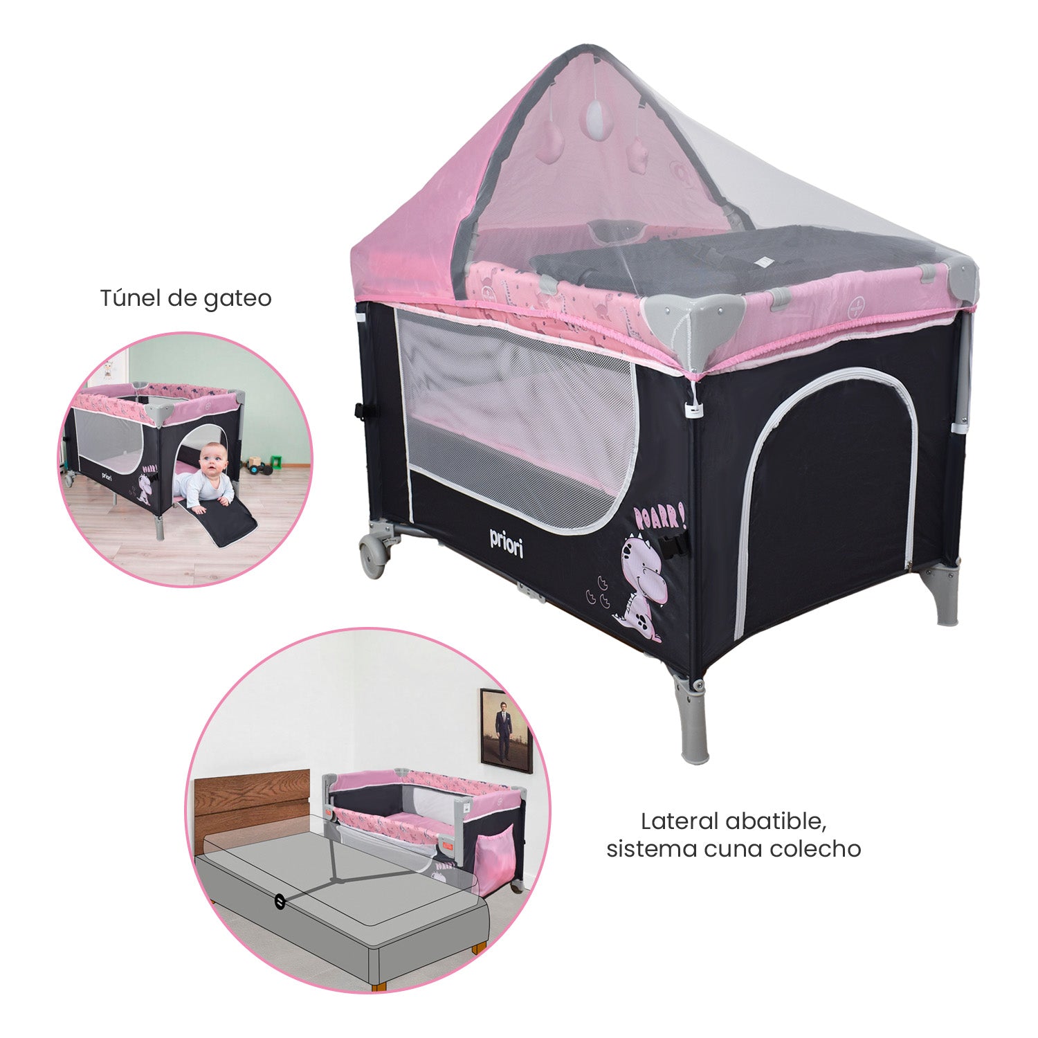 cuna colecho bebe madison rosa