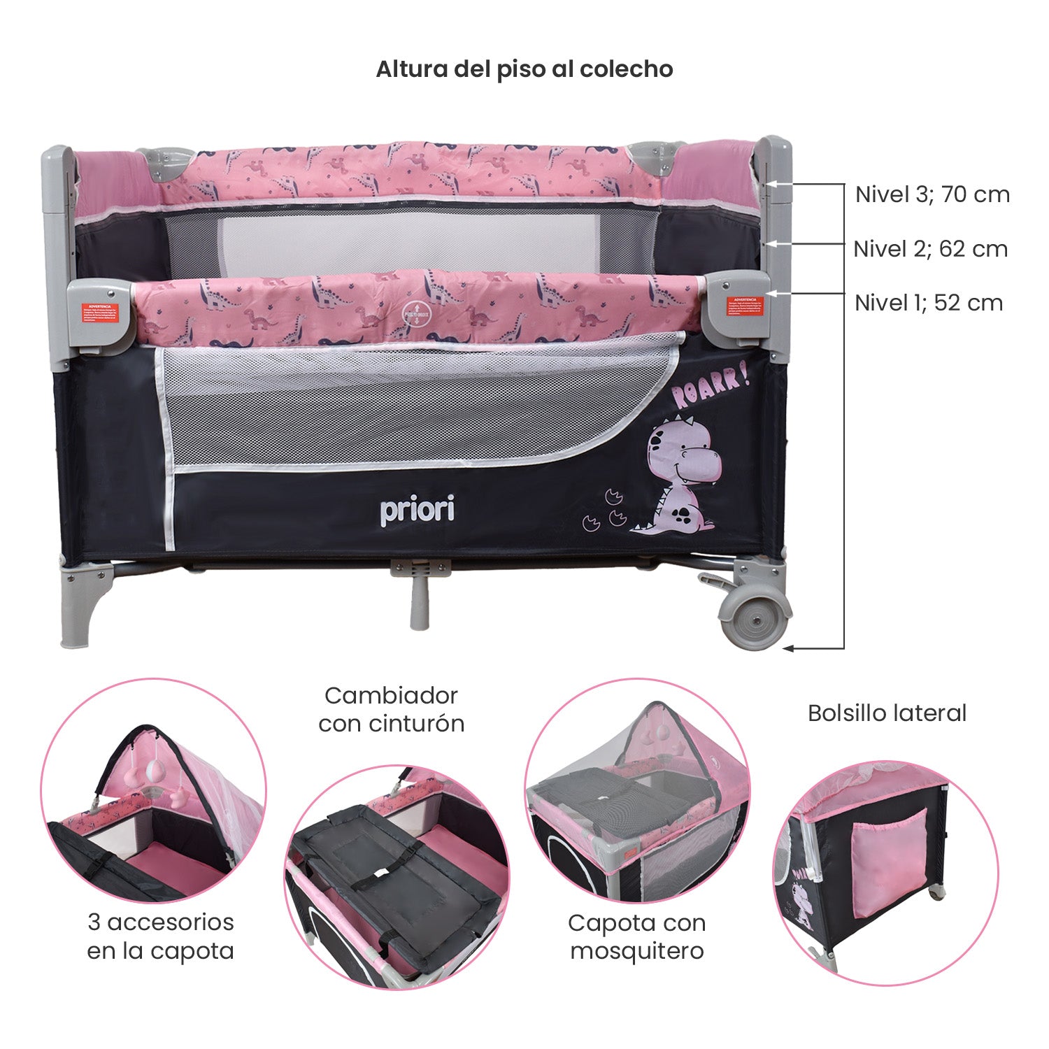 cuna colecho bebe madison rosa