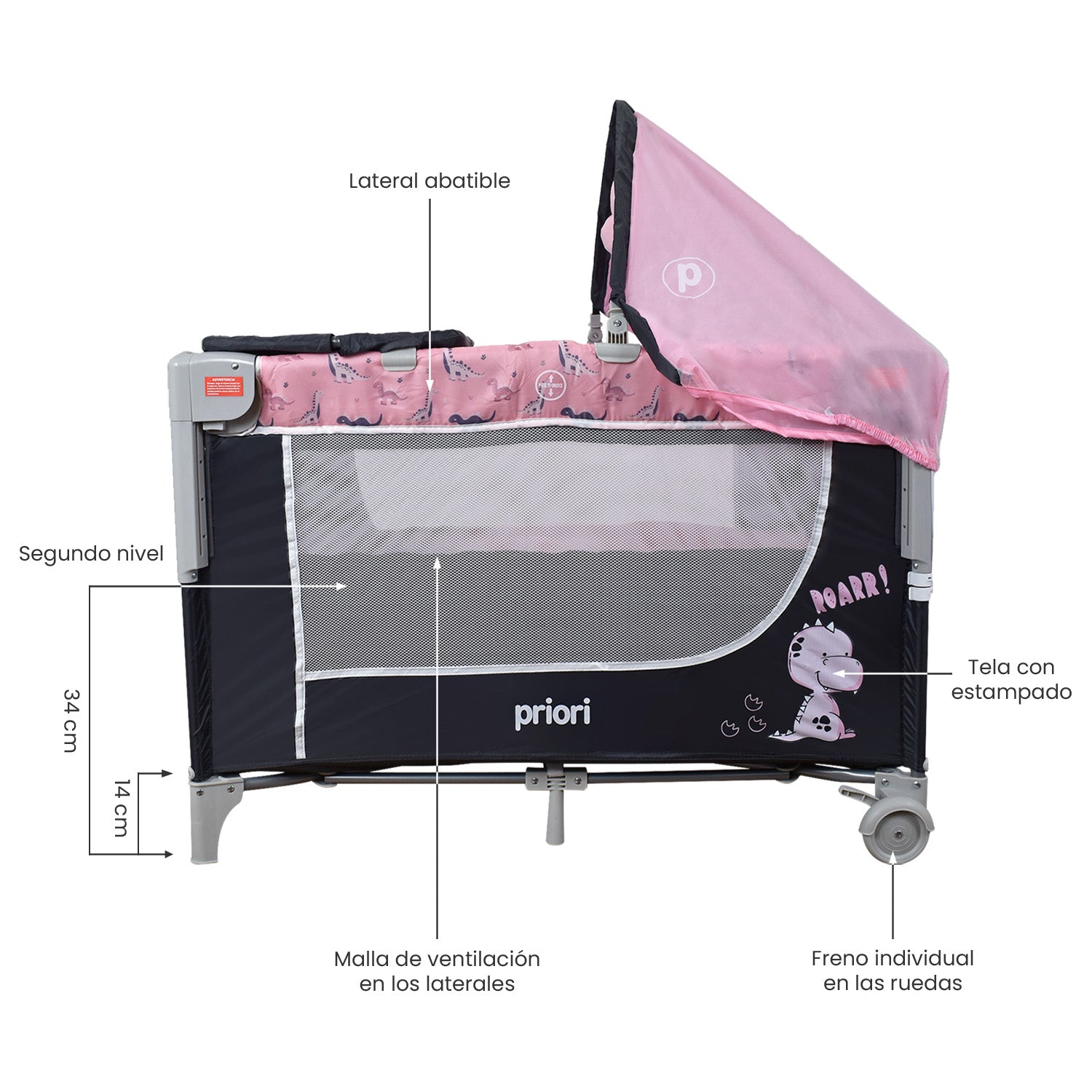 cuna colecho bebe madison rosa