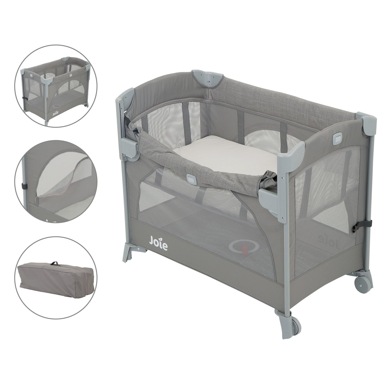 Cuna colecho bebe joie kubbie sleep gris