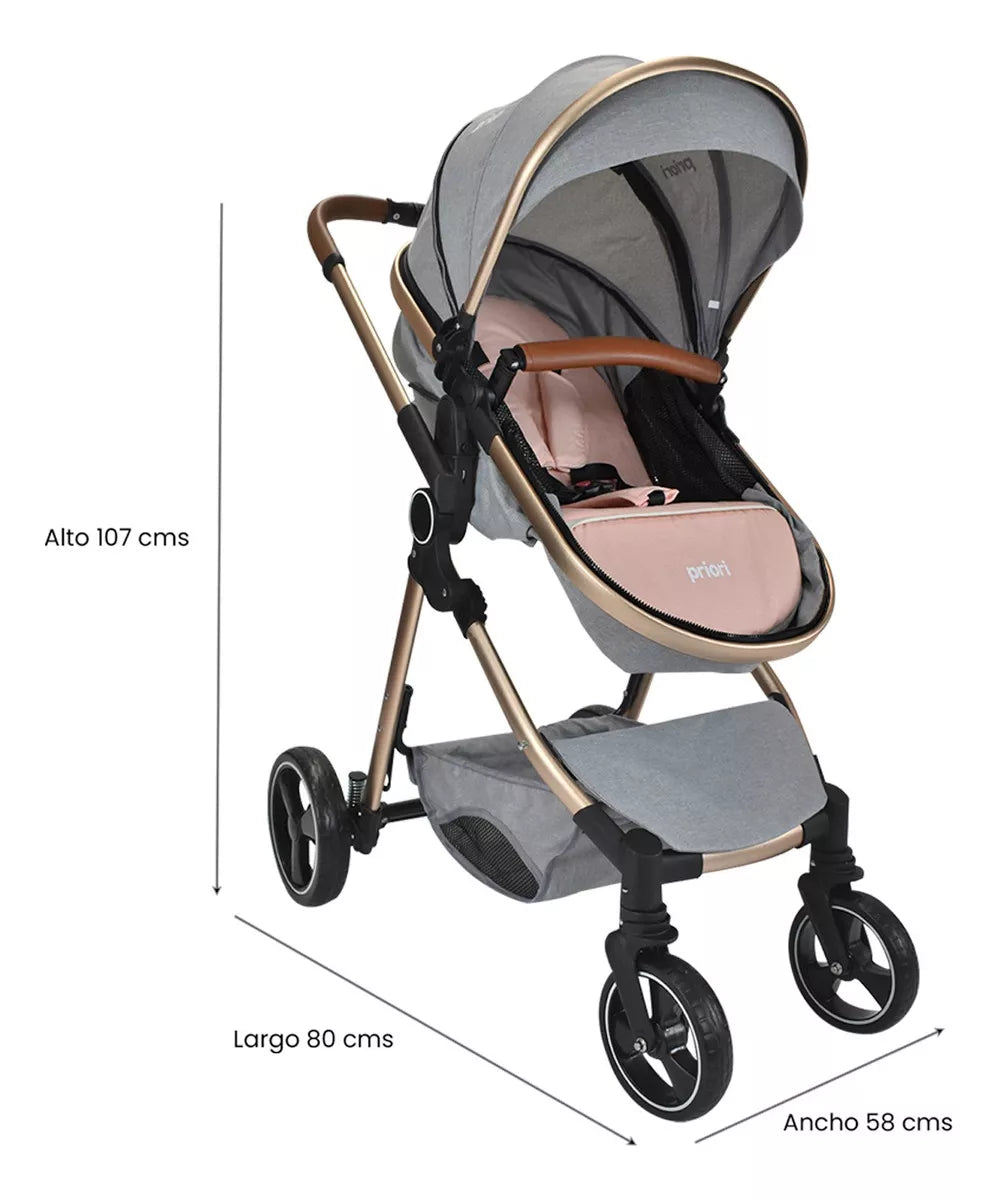 Coche Para Bebe Tipo Moises Compacto Priori Mike Rosa