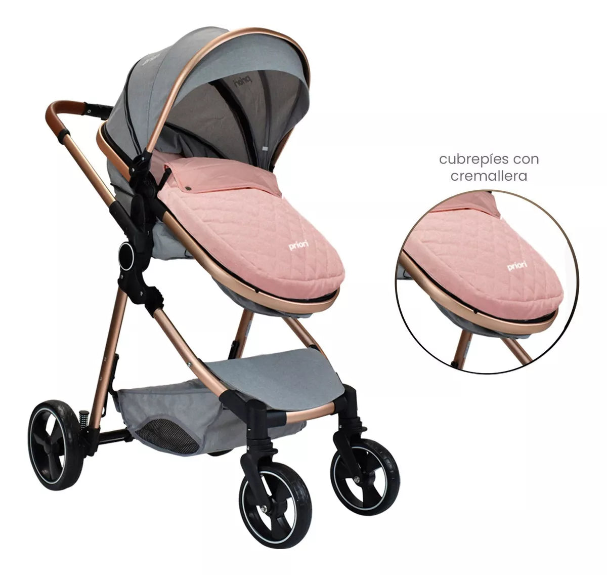 Coche Para Bebe Tipo Moises Compacto Priori Mike Rosa