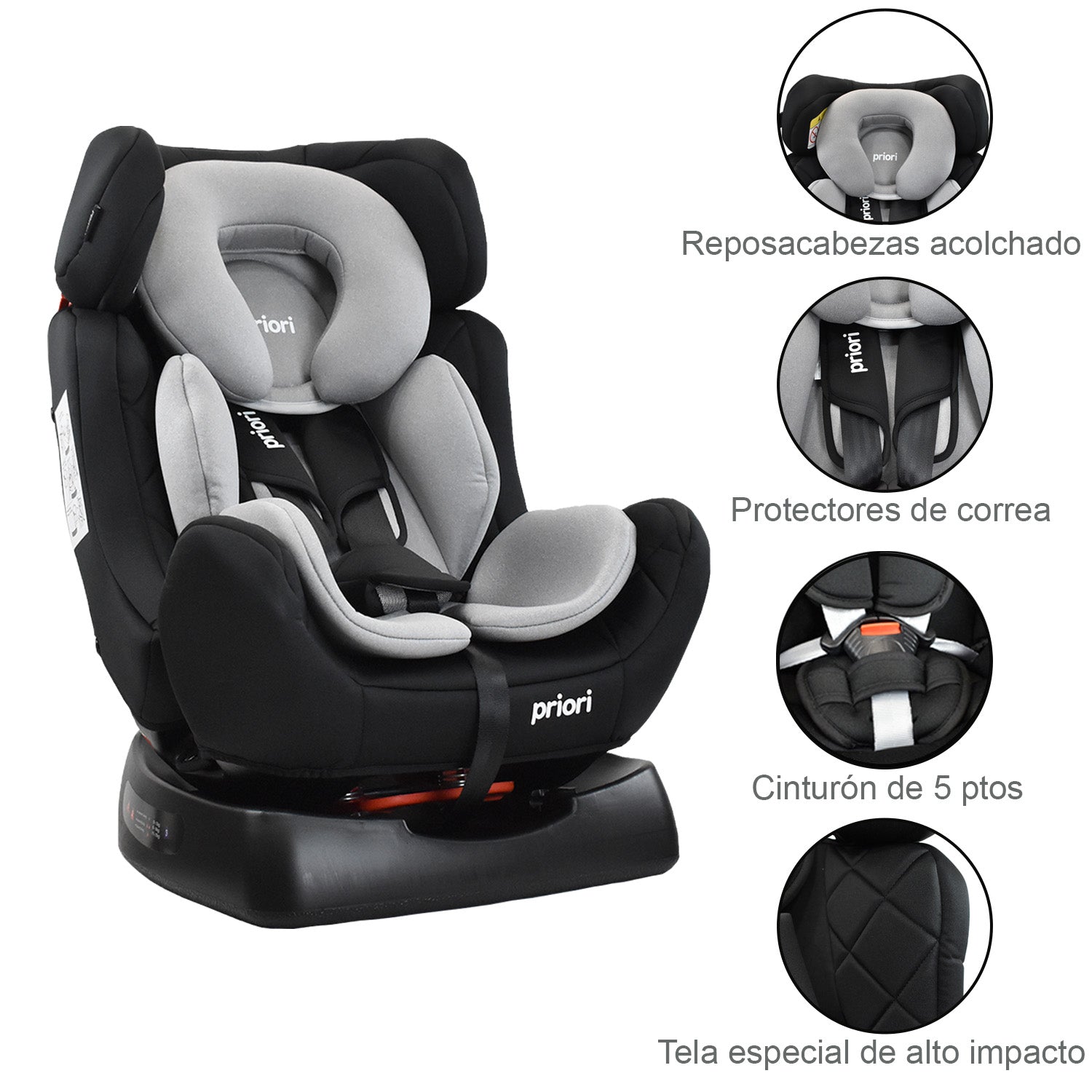Silla de Auto Para Bebé Grupo +0, 1 y 2 Priori Focus Gris