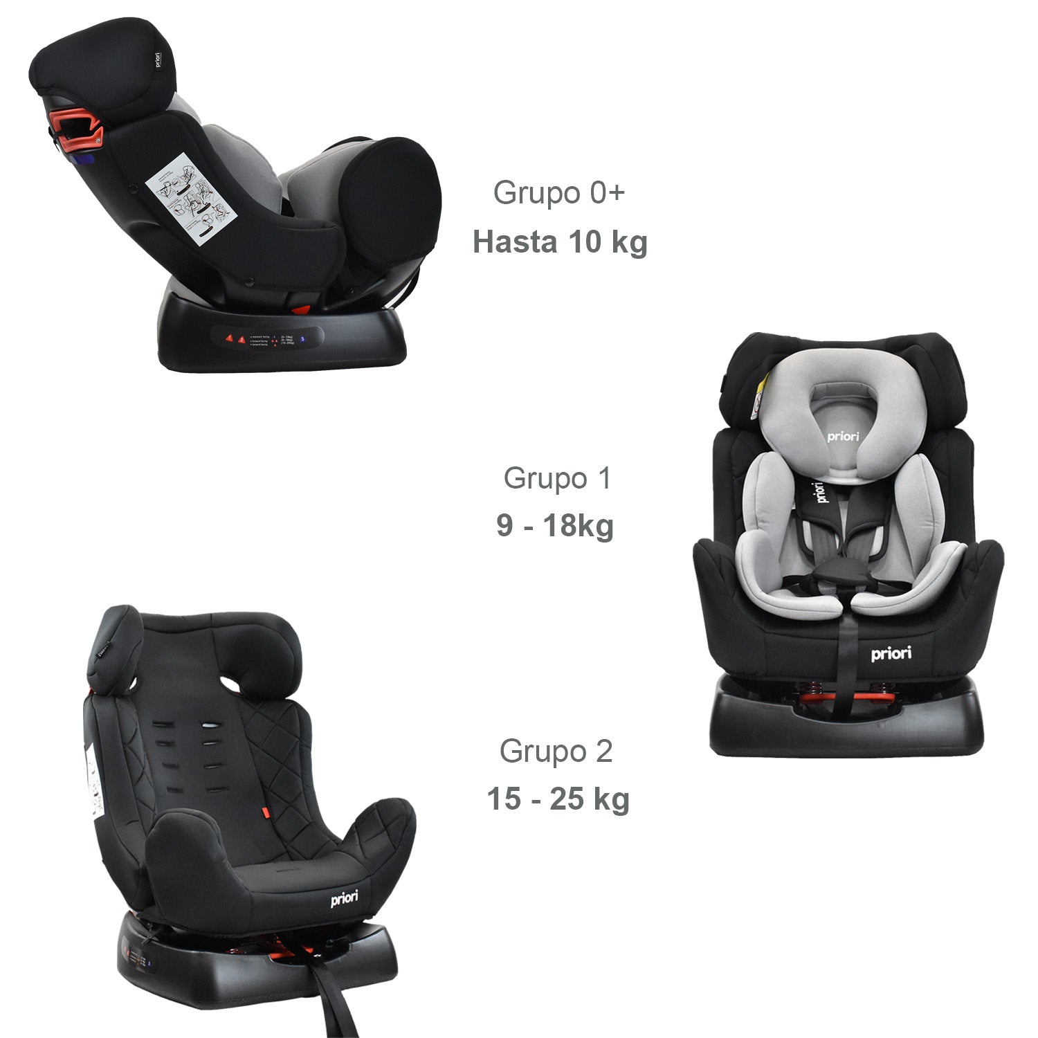 Silla de Auto Para Bebé Grupo +0, 1 y 2 Priori Focus Gris