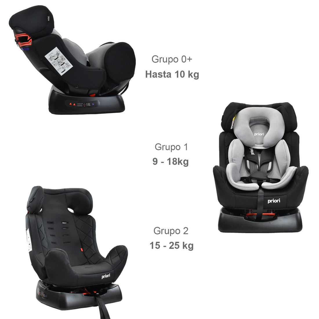 Silla de Auto Para Bebé Grupo +0, 1, 2 y 3 Priori Focus Gris