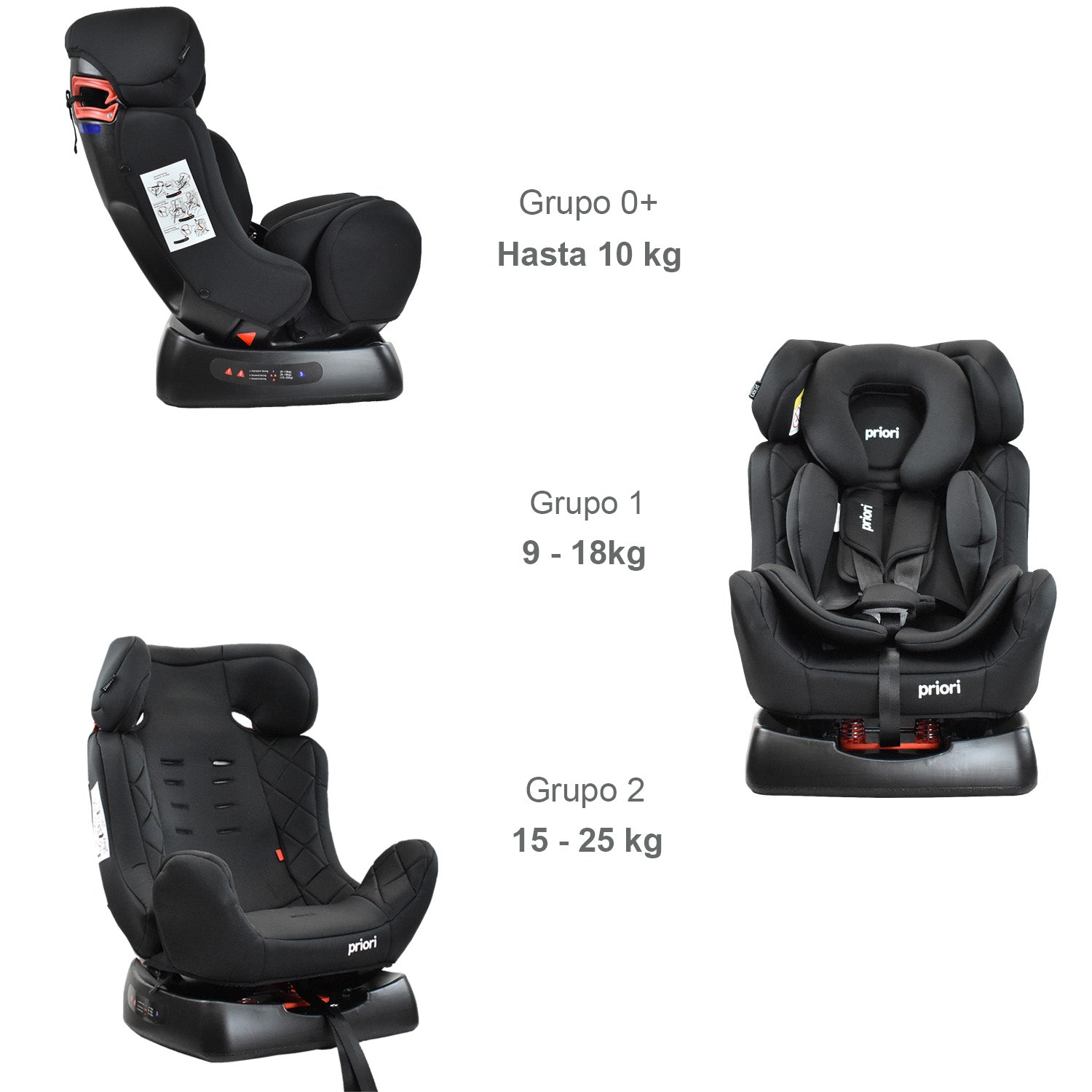Silla de Auto Para Bebé Grupo +0, 1, y 2 Priori Focus Negro