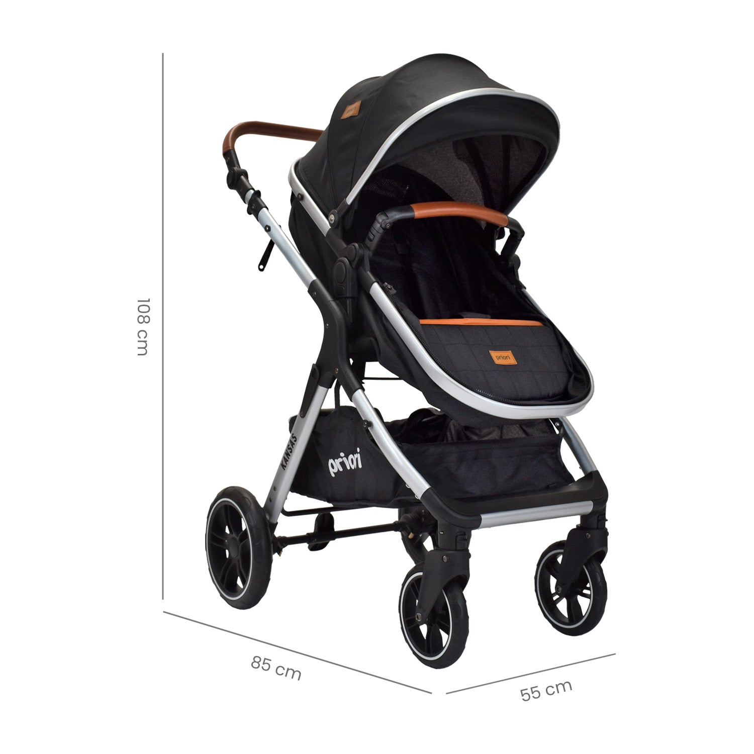 Coche Cuna Para Bebe Tipo Moises Priori Kansas Negro