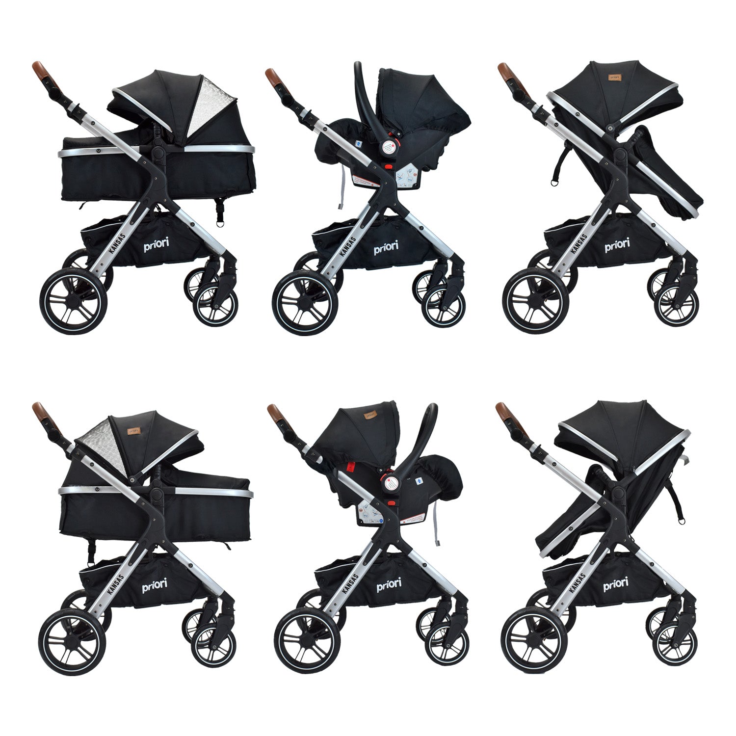 Coche Bebe Moises Compacto Con Portabebe Priori Kansas Ts Negro