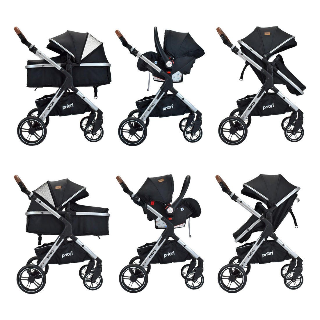 Coche Bebe Moises Compacto Con Portabebe Priori Kansas Ts Negro