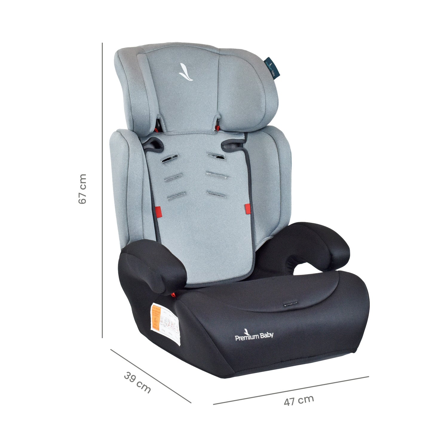 Silla de Auto Booster Para Bebe Grupo 1, 2 y 3 Premium Baby Lyon Gris