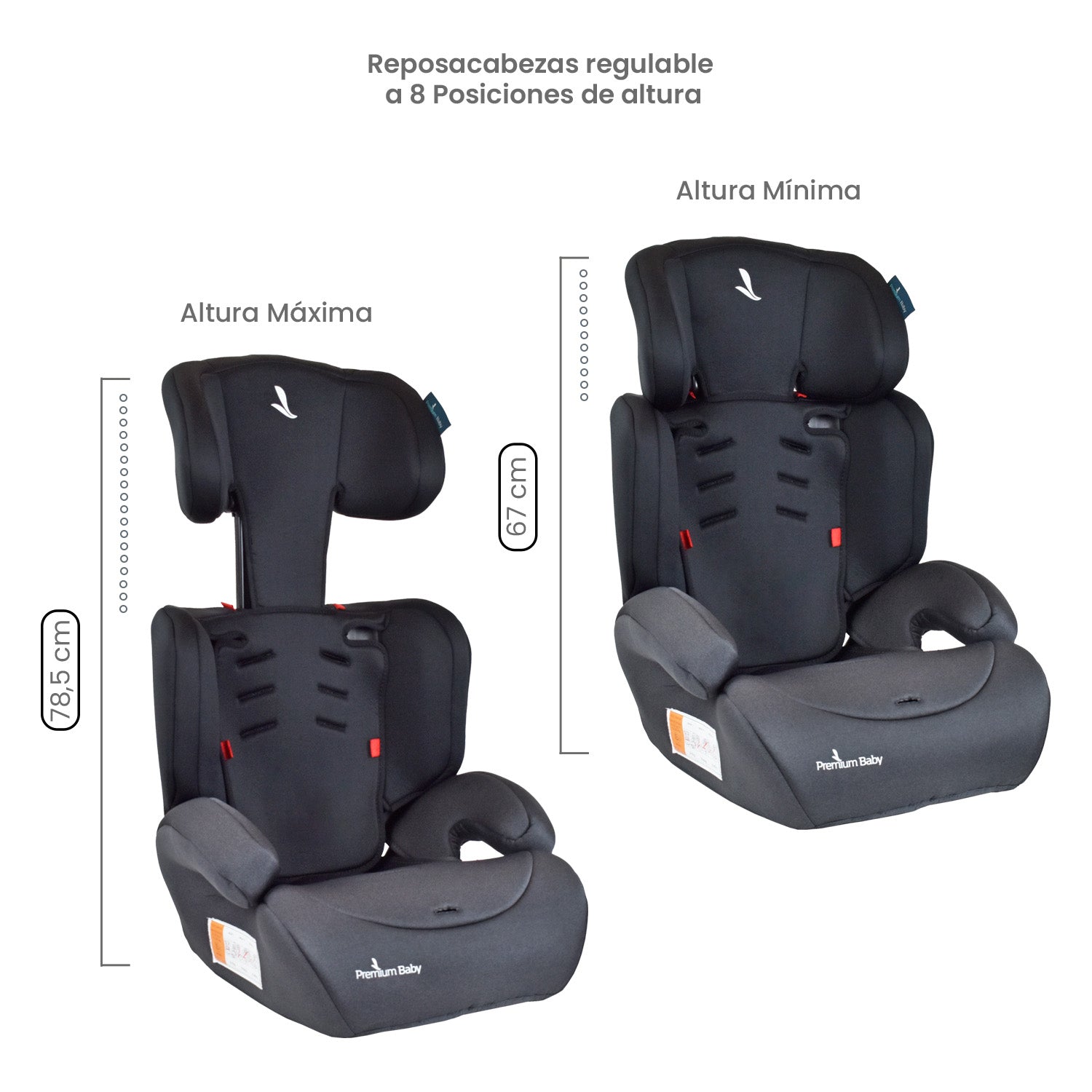 Silla de Auto Booster Para Bebe Grupo 1, 2 y 3 Premium Baby Lyon Negro