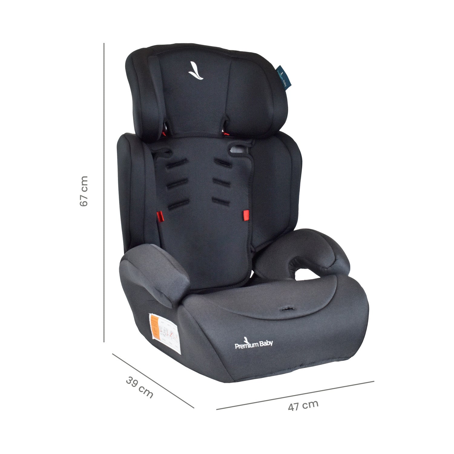 Silla de Auto Booster Para Bebe Grupo 1, 2 y 3 Premium Baby Lyon Negro