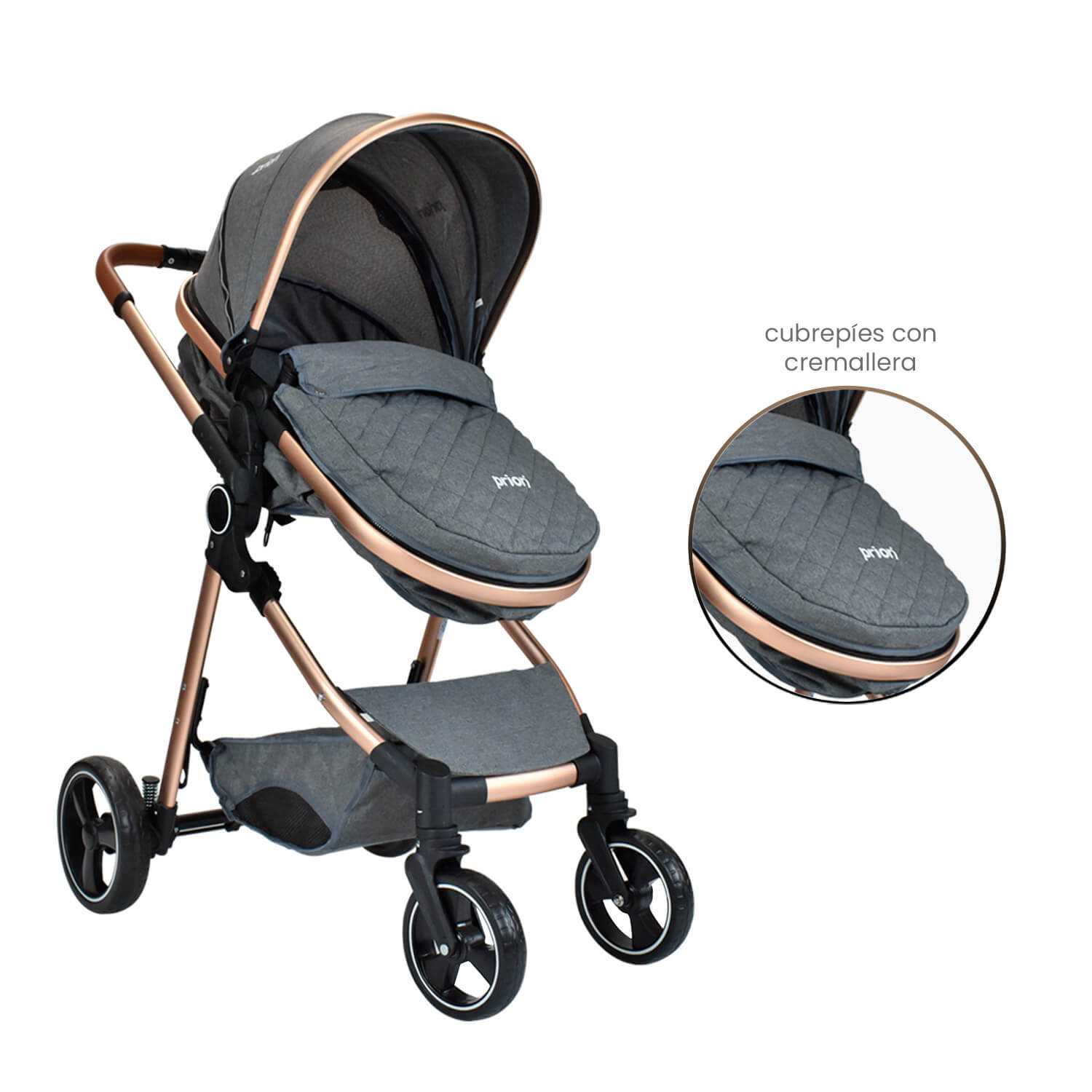 Coche Para Bebe Tipo Moises Compacto Priori Mike Gris