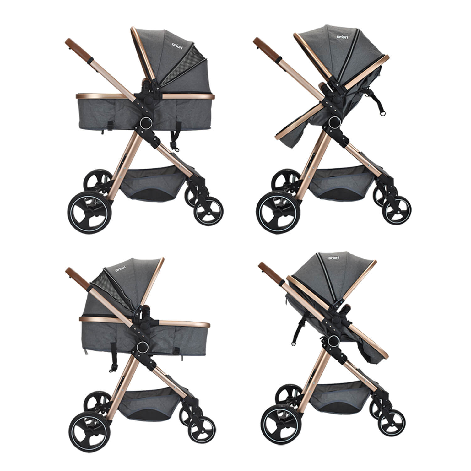 Coche Para Bebe Tipo Moises Compacto Priori Mike Gris