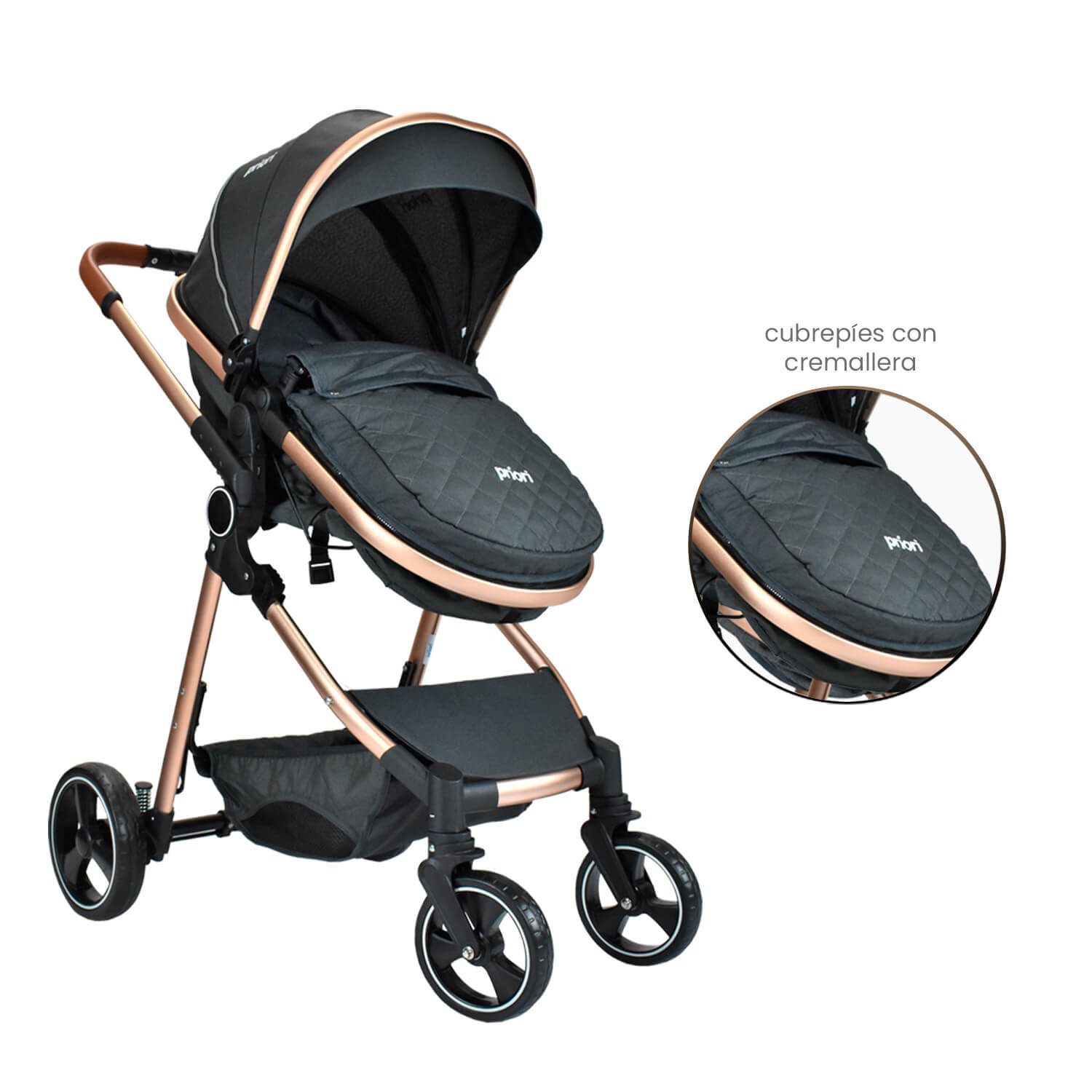 Coche Para Bebe Tipo Moises Compacto Priori Mike Negro