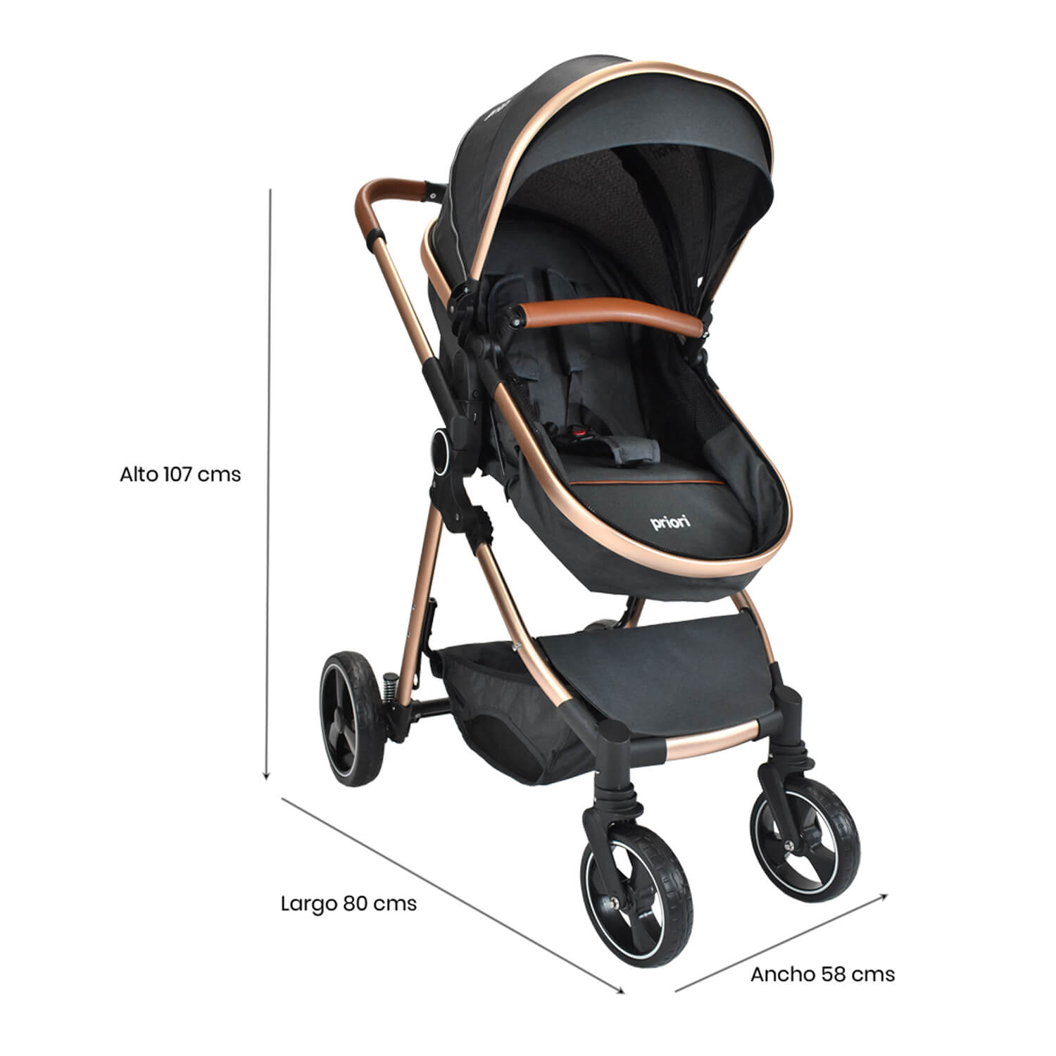 Coche Para Bebe Tipo Moises Compacto Priori Mike Negro