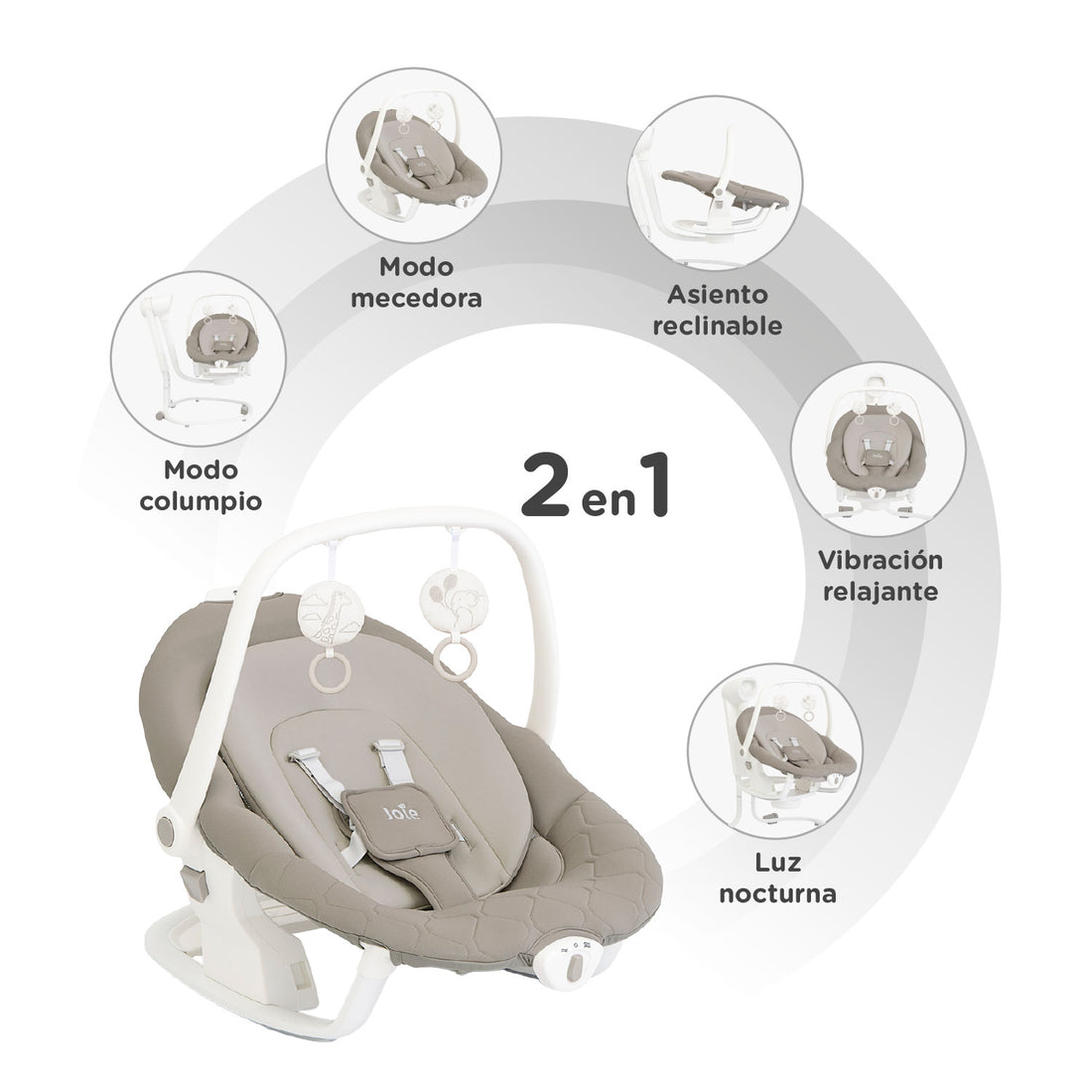 Silla Mecedora para bebé Joie 2 en 1 Serina Walnut