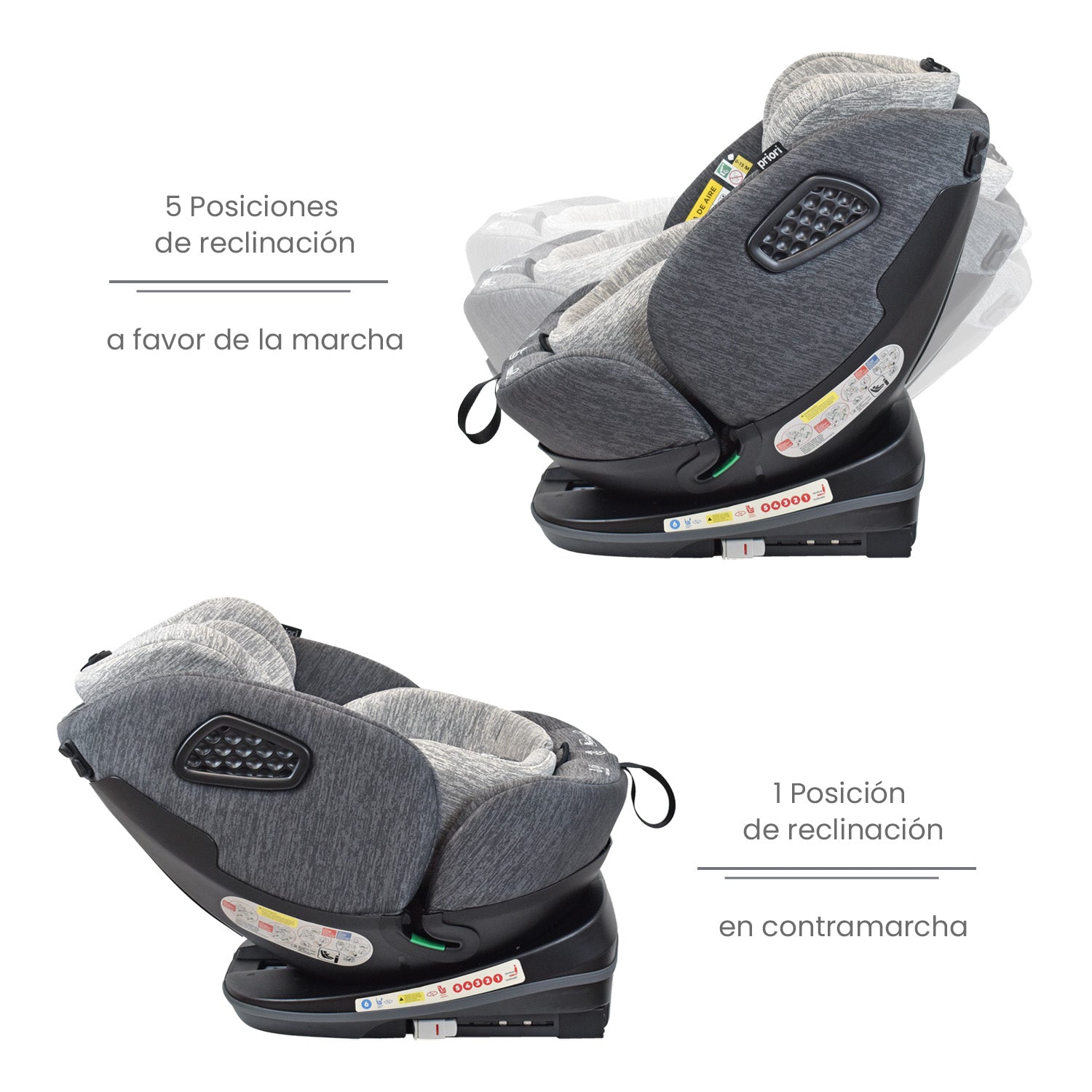 silla de carro para bb 360° priori i-hero gris