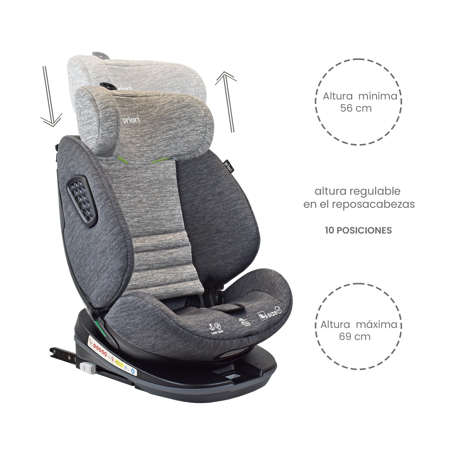 silla de carro para bb 360° priori i-hero gris