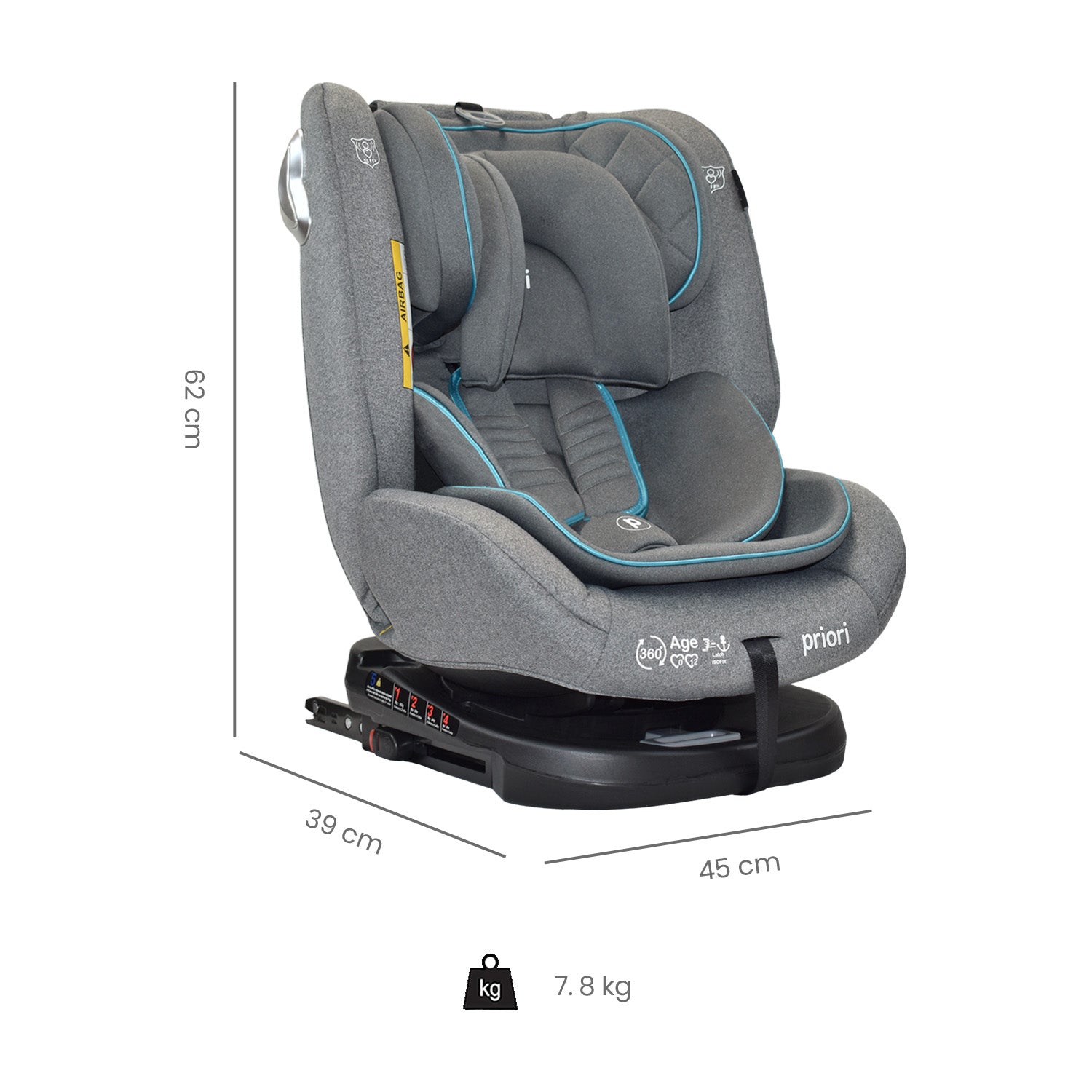 silla de carro para bb 360° priori first azul 