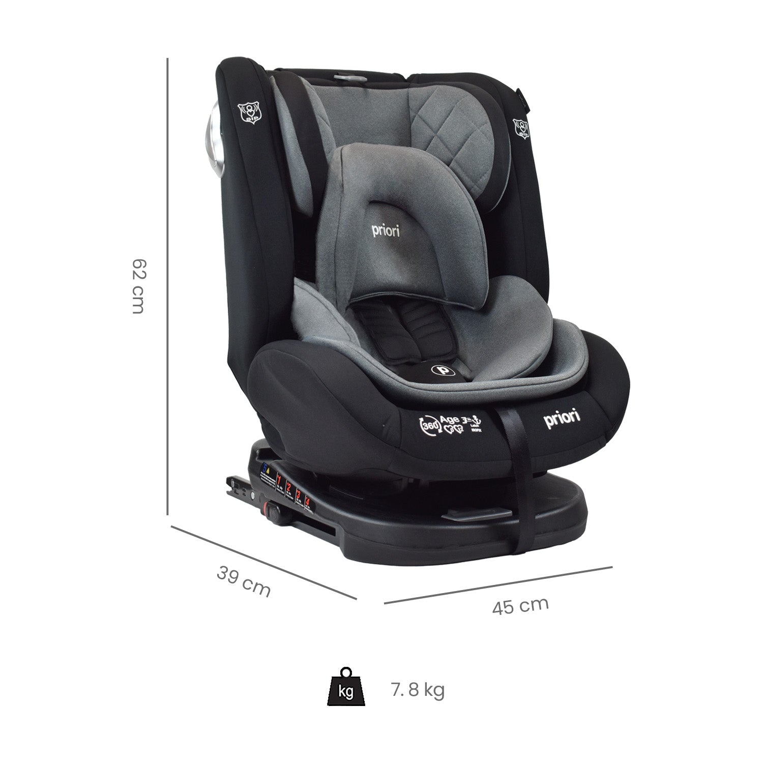 silla de carro para bb 360° priori first negro