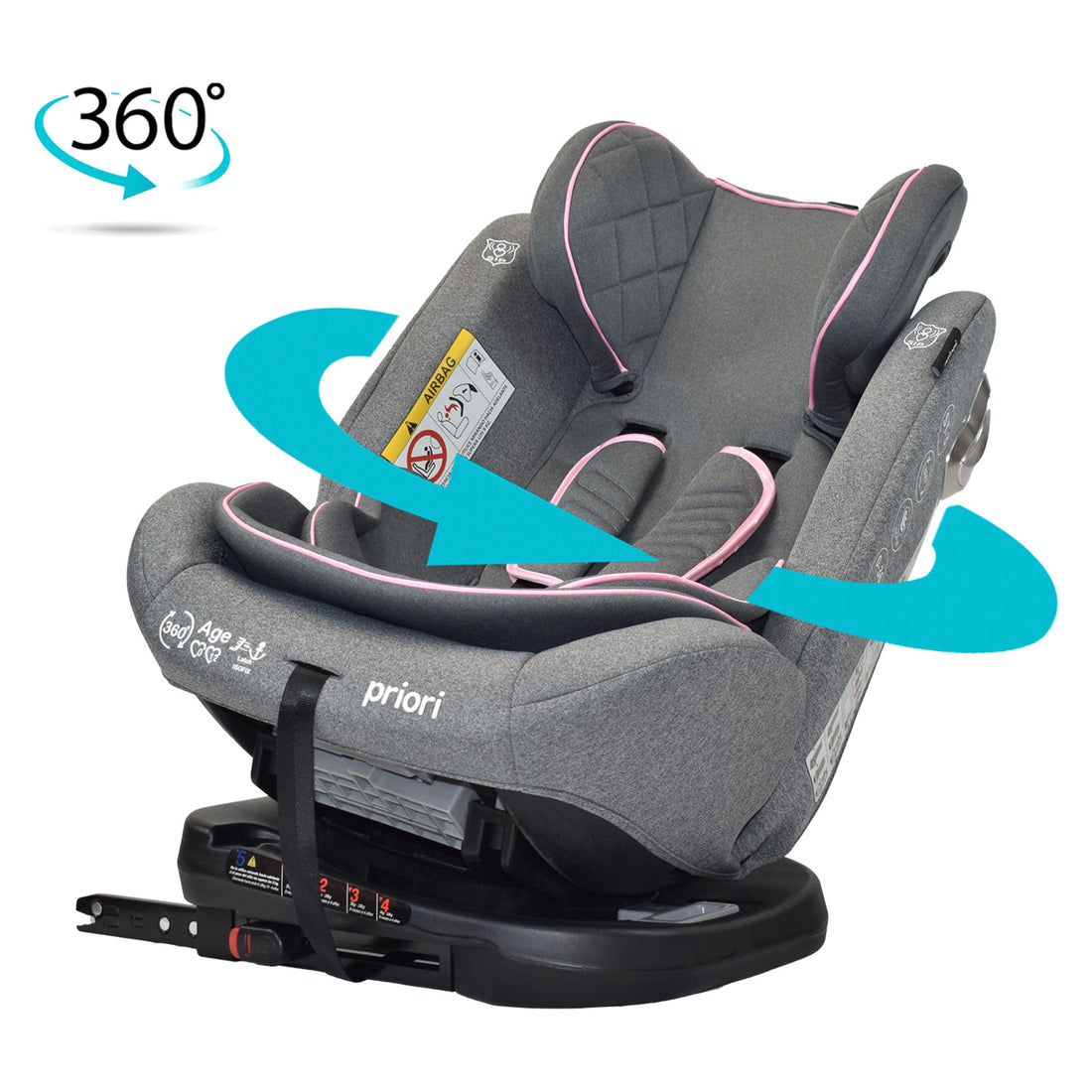 silla de carro para bb 360° priori first rosa