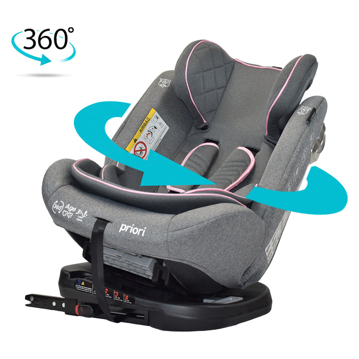 silla de carro para bb 360° priori first rosa