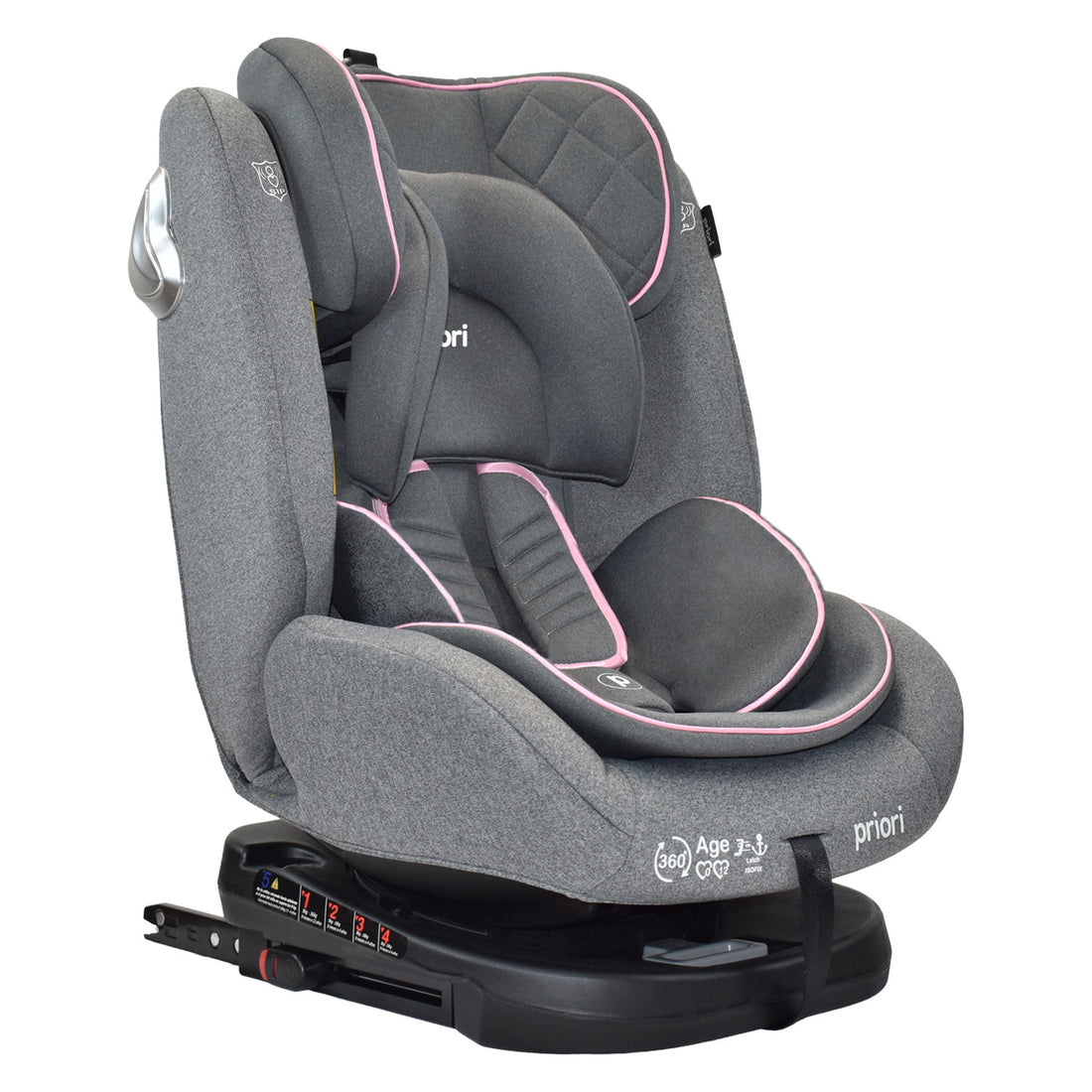 silla de carro para bb 360° priori first rosa