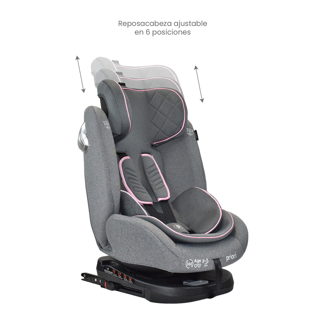 silla de carro para bb 360° priori first rosa