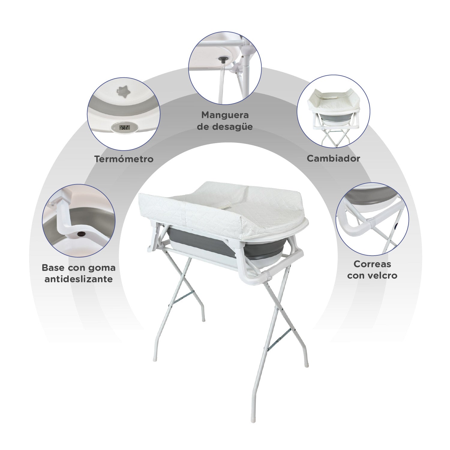 Tina de baño para bebe con cambiador priori stand changer 