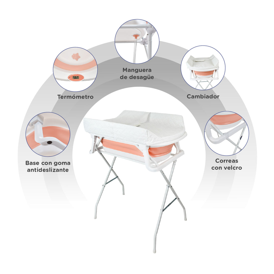 Tina de baño para bebe con cambiador priori stand changer 