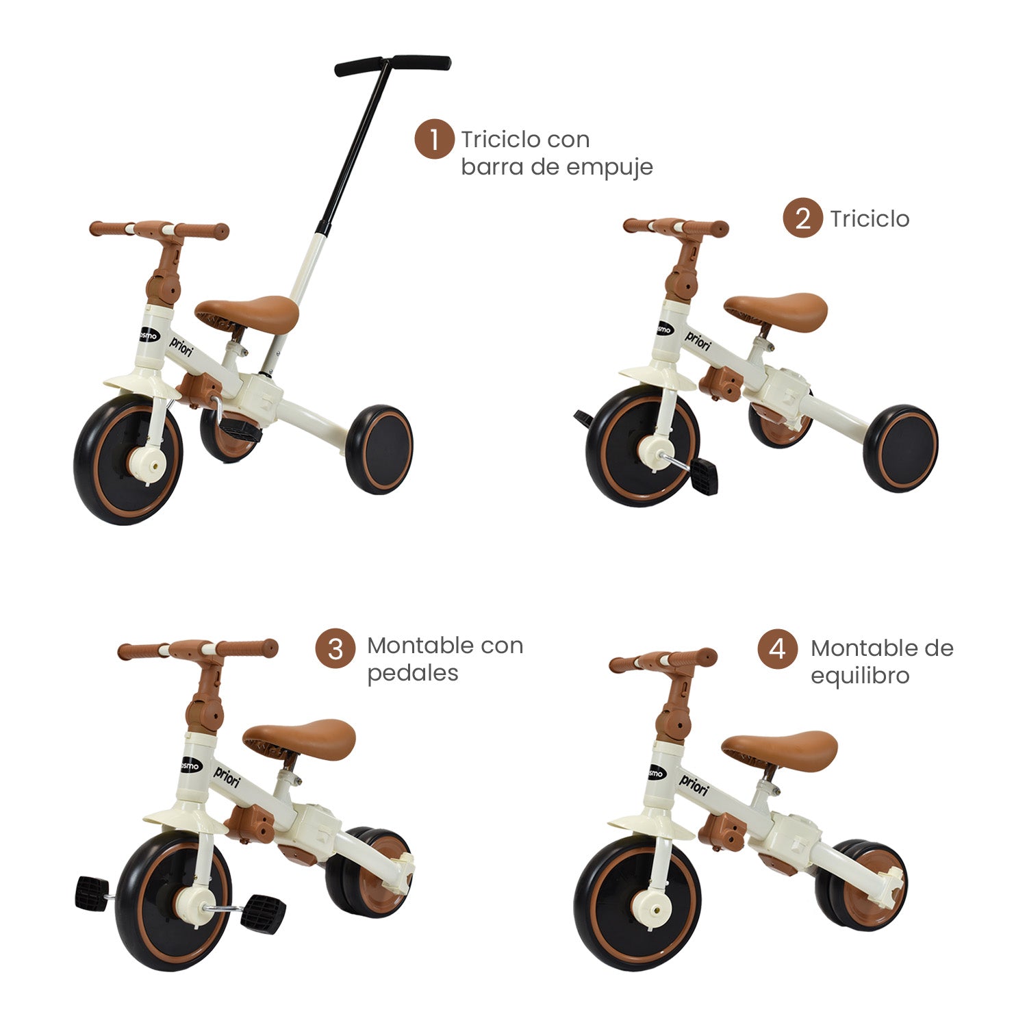 triciclo paseador plegable 4 en 1 priori cosmo 