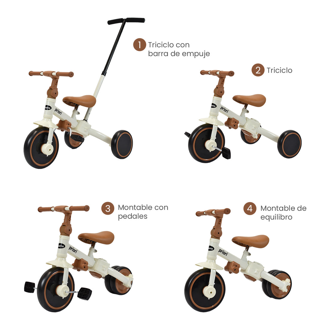 triciclo paseador plegable 4 en 1 priori cosmo 