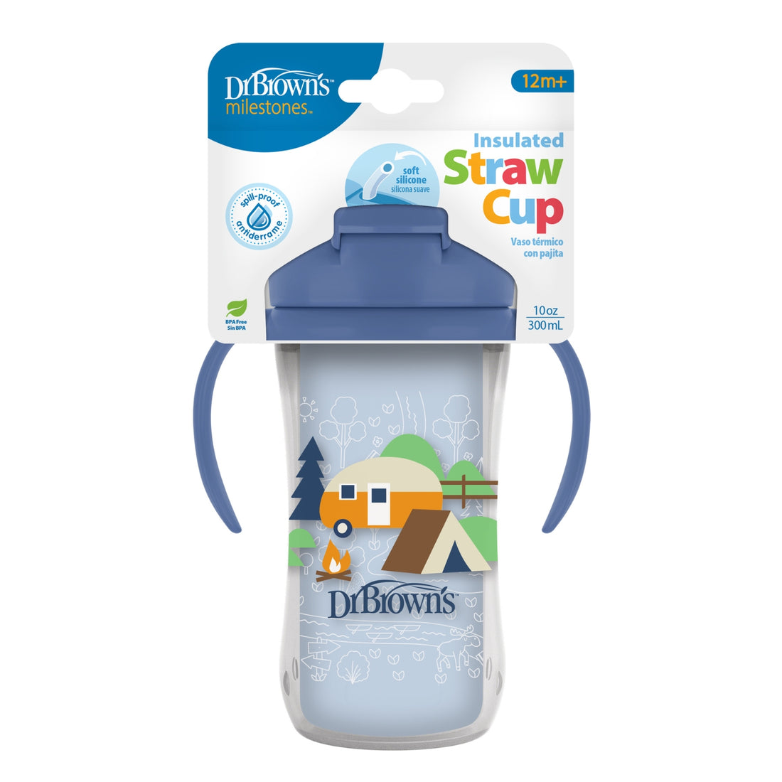 VASO CON CAÑITA 10OZ CON ASAS - Azul